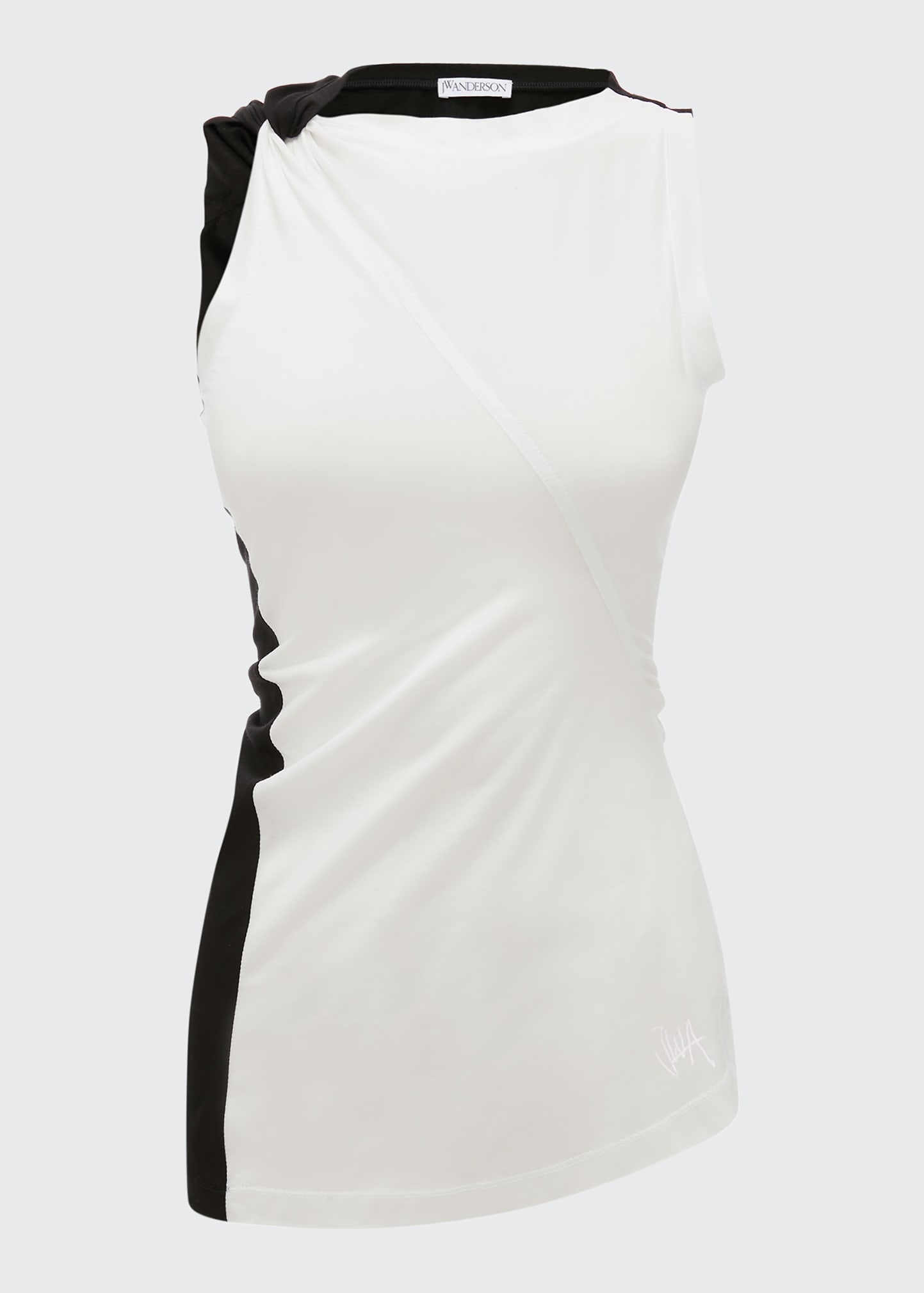Jw Anderson Twisted-seam Cotton-blend Jersey Tank Top In Black White