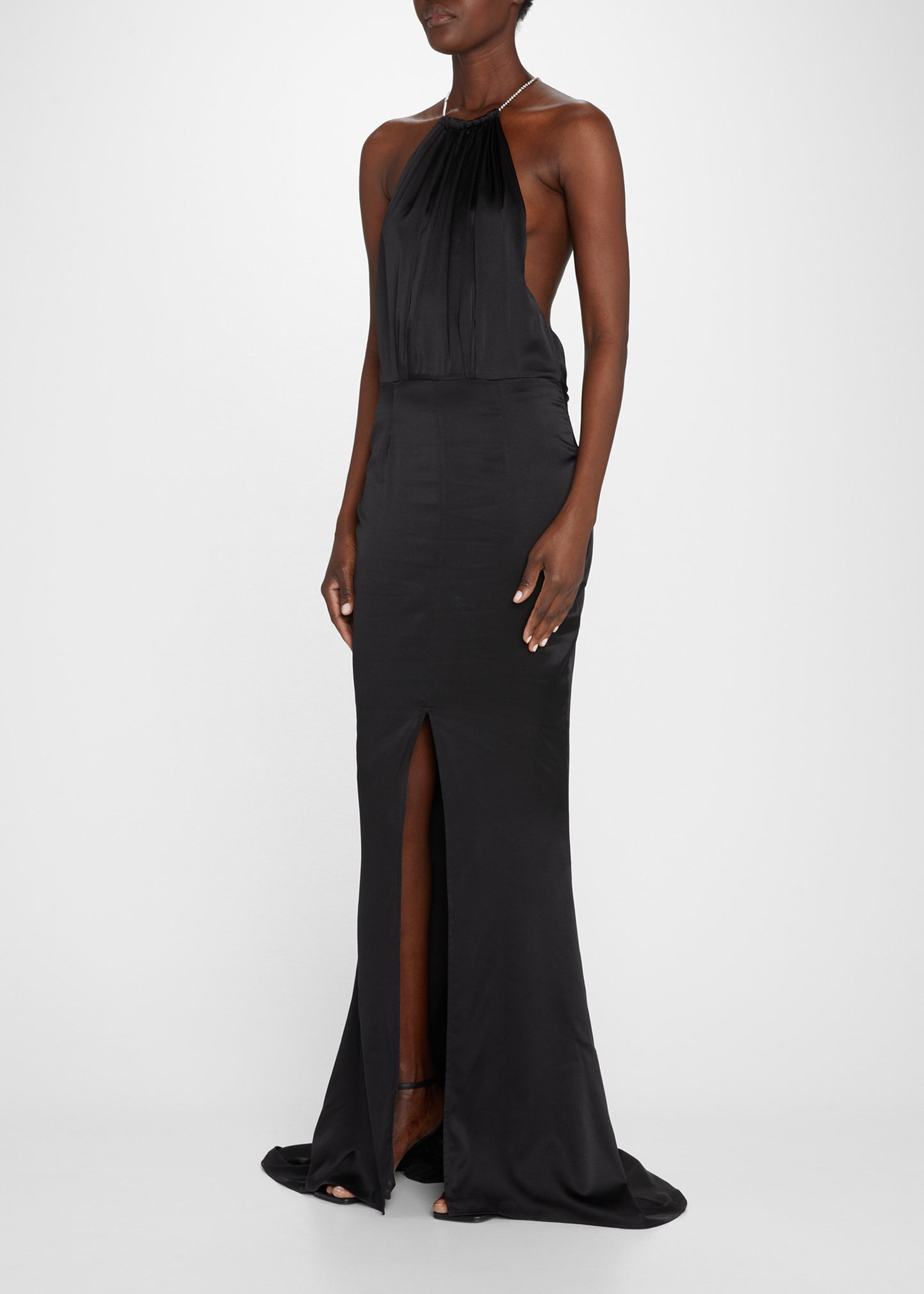 Retroféte Margot Open-back Halter Gown In Black | ModeSens