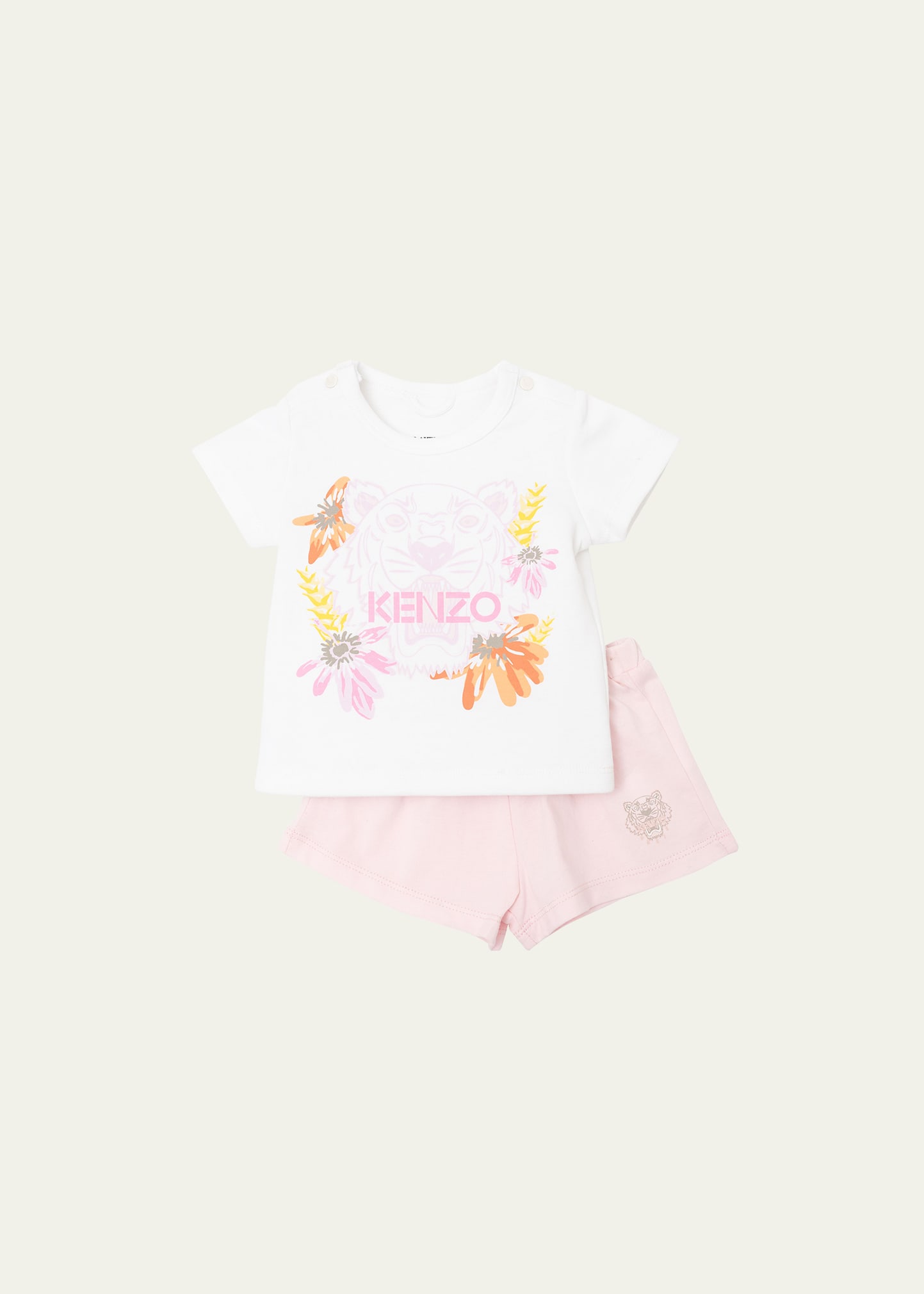 Girl's Tiger Floral T-Shirt w/ Fleece Shorts, Size 6-18M