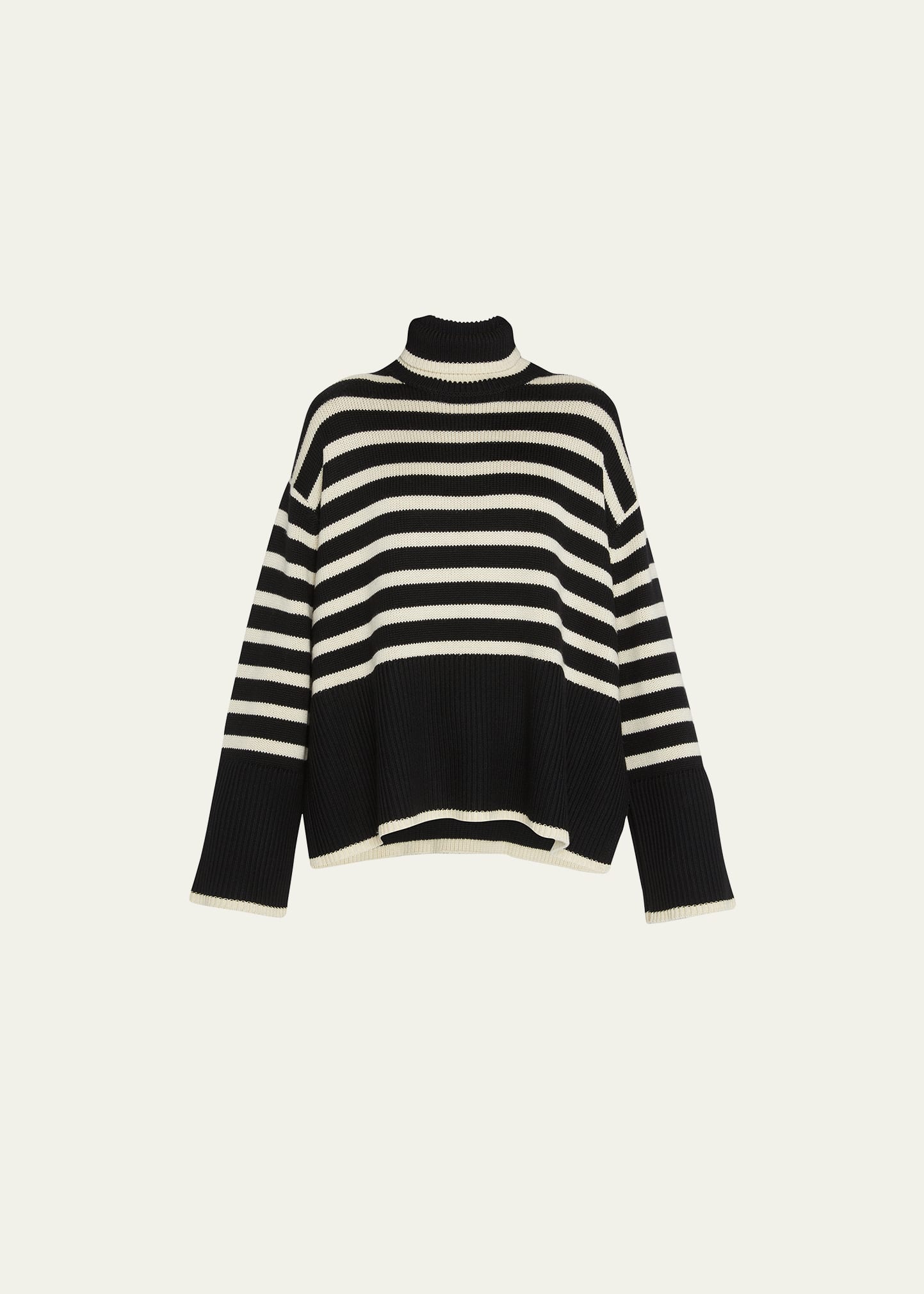 Shop Totême Signature Stripe Wool Turtleneck In Black