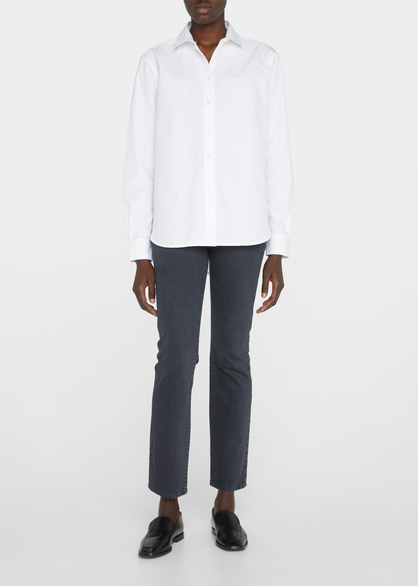 Totême Toteme Logo Embroidered Cotton Shirt In White 100