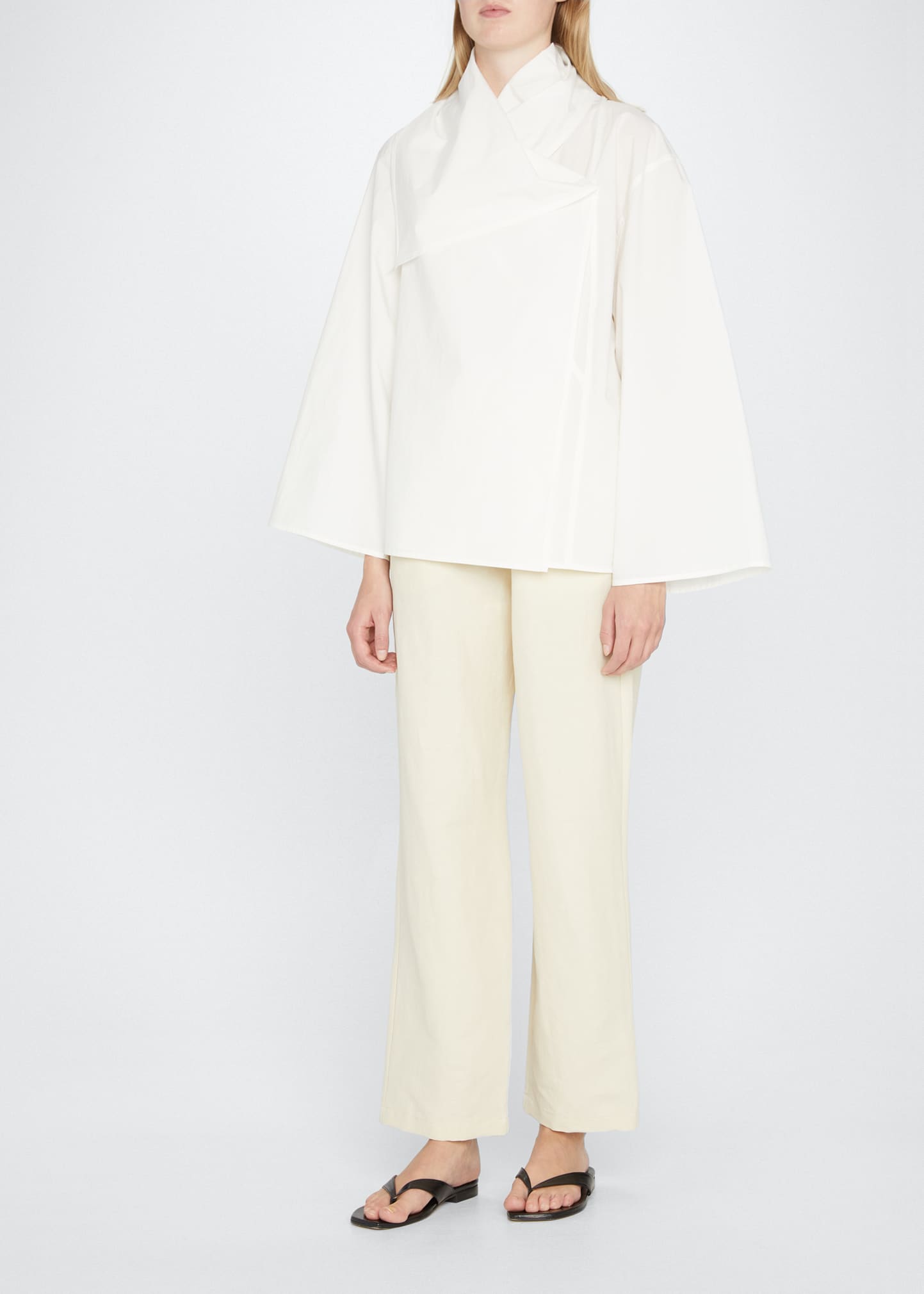 Totême High-rise Wide-leg Stretch Linen Slacks In Cava 191 | ModeSens