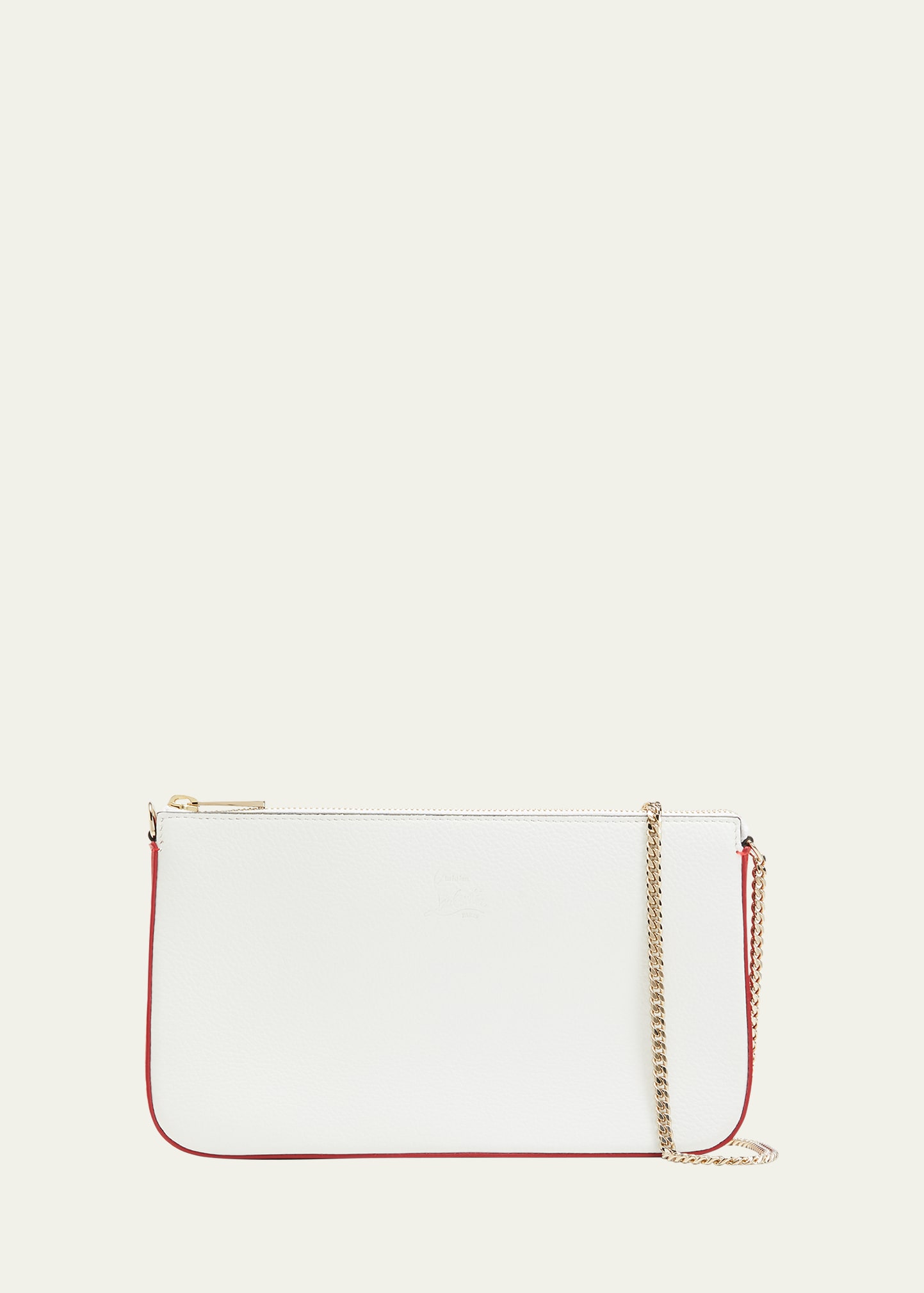 Christian Louboutin Loubila Hybrid Crossbody In Grained Leather In Bianco/loubi