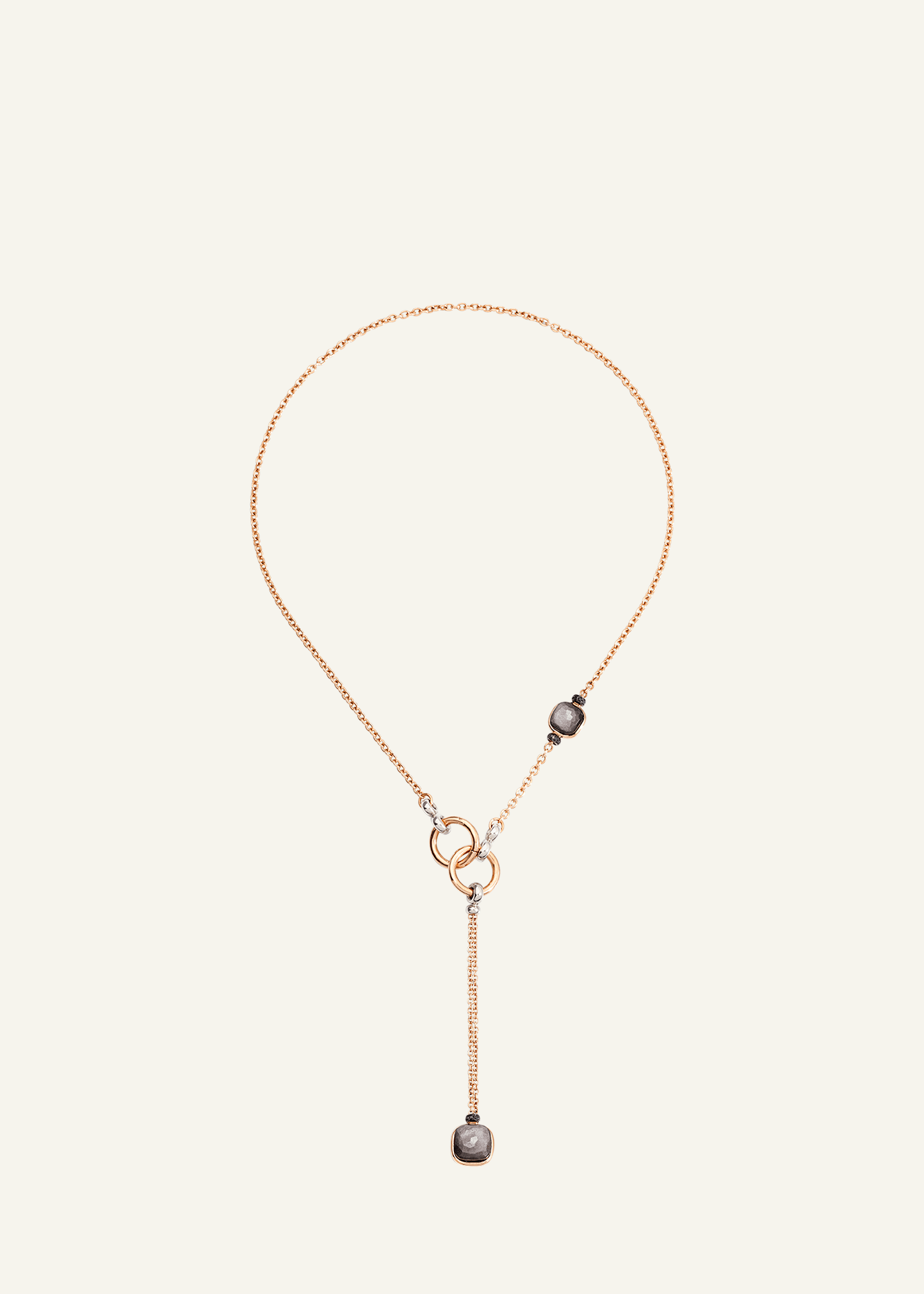 Nudo 18K Rose Gold Lariat Necklace with Obsidian and Black Diamonds