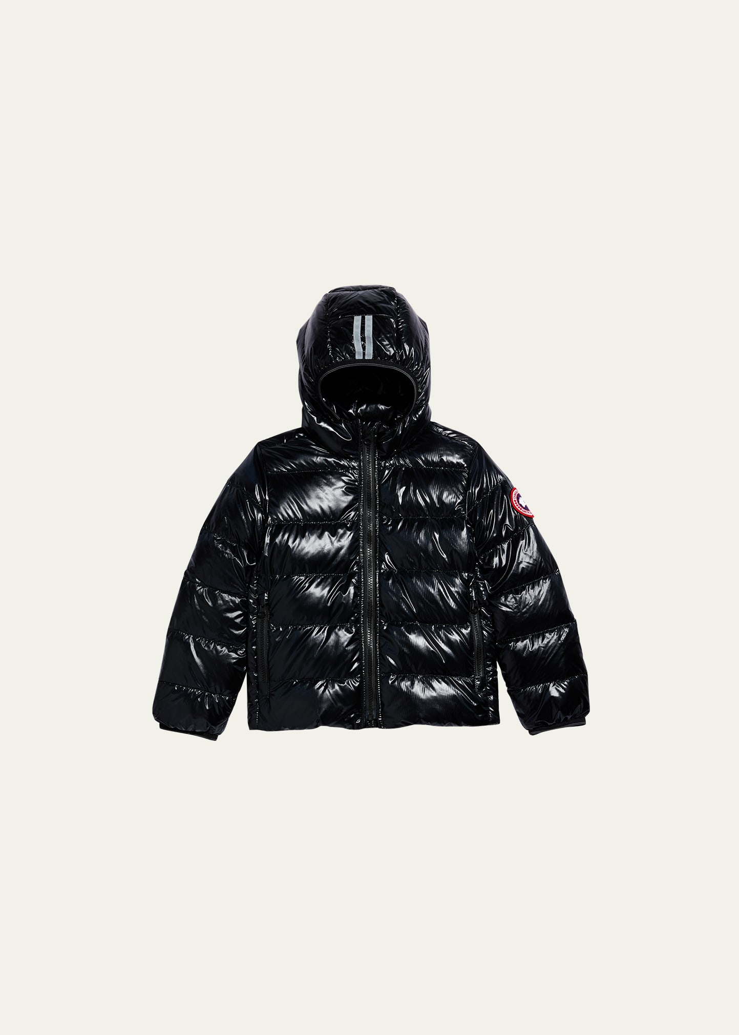 Canada Goose Kid's Crofton Striped Logo Quilted Jacket In Noir