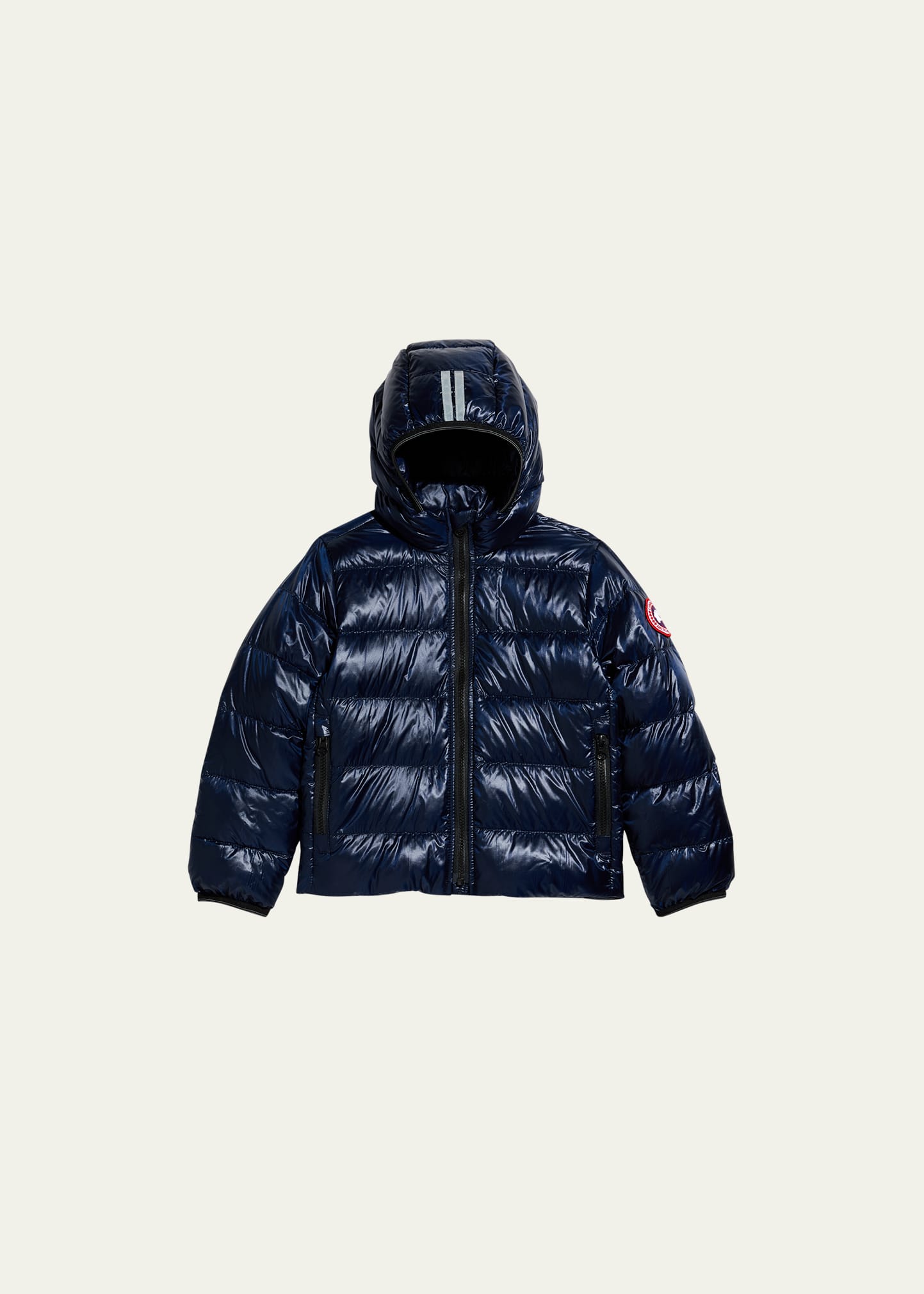 Canada Goose Kid's Crofton Striped Logo Quilted Jacket In Atlantic Navy