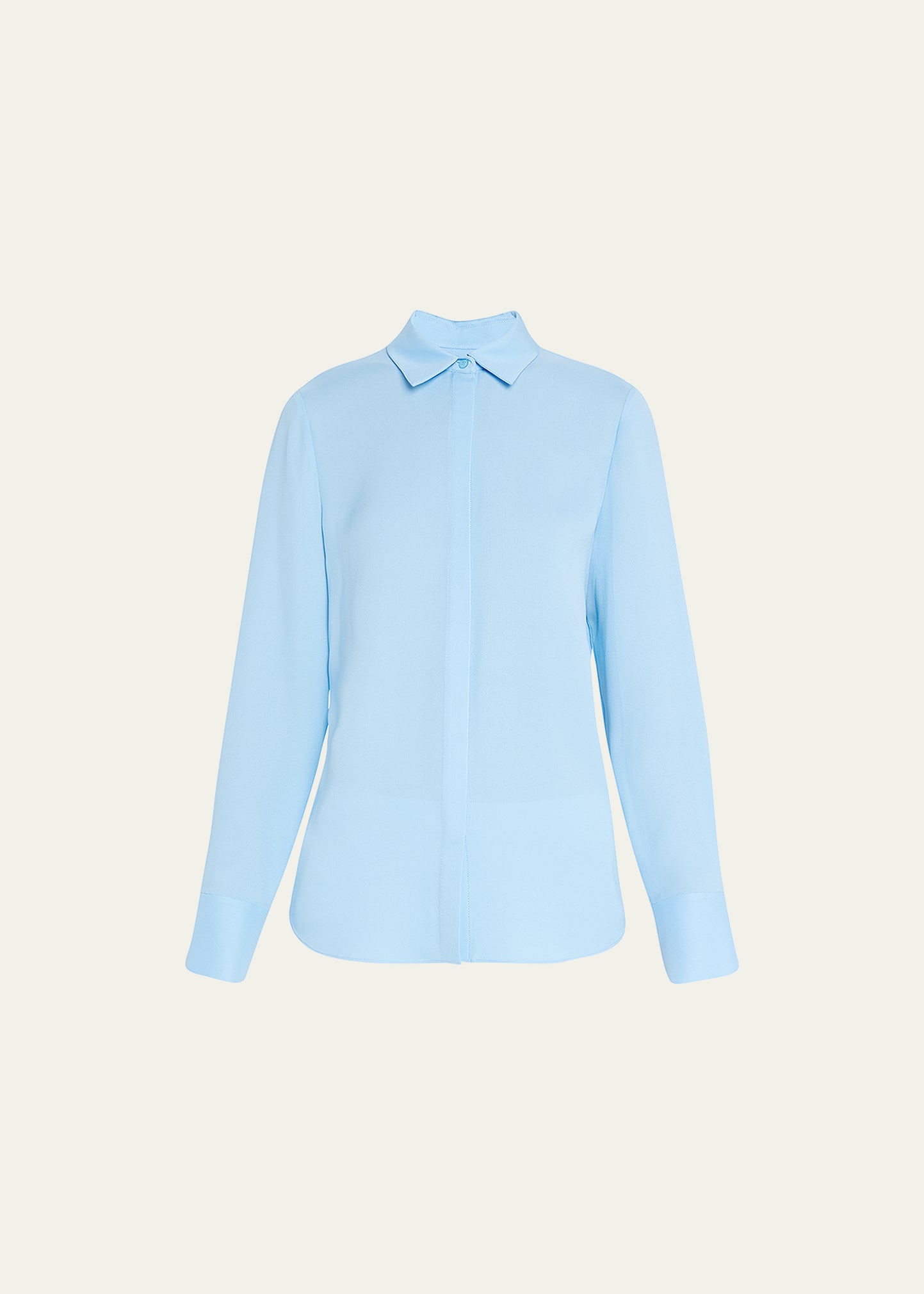 Lafayette 148 Scottie Silk Button-down Blouse In Cool Blue