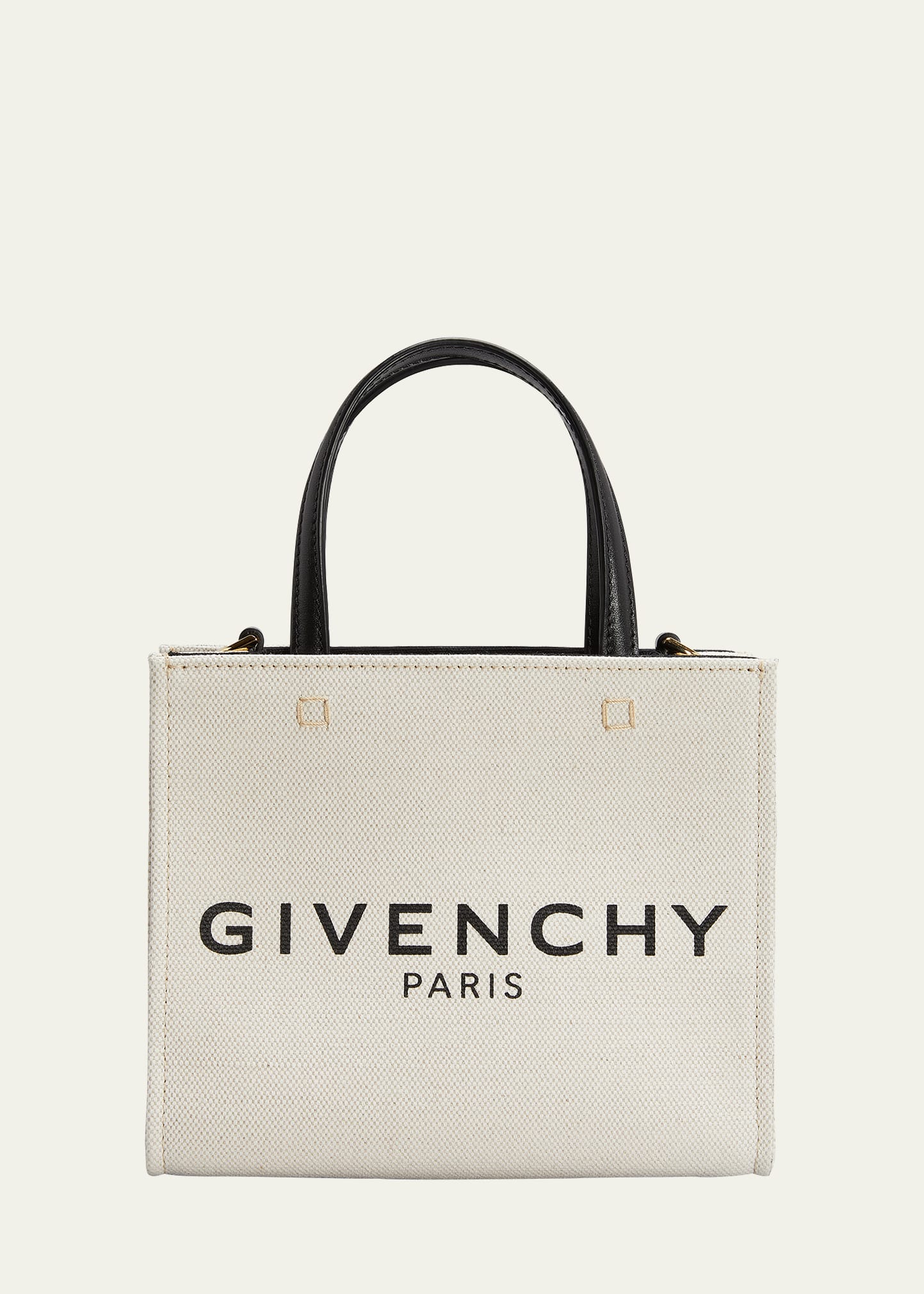 Shop Givenchy G-tote Mini Shopping Bag In Canvas In Beige/black