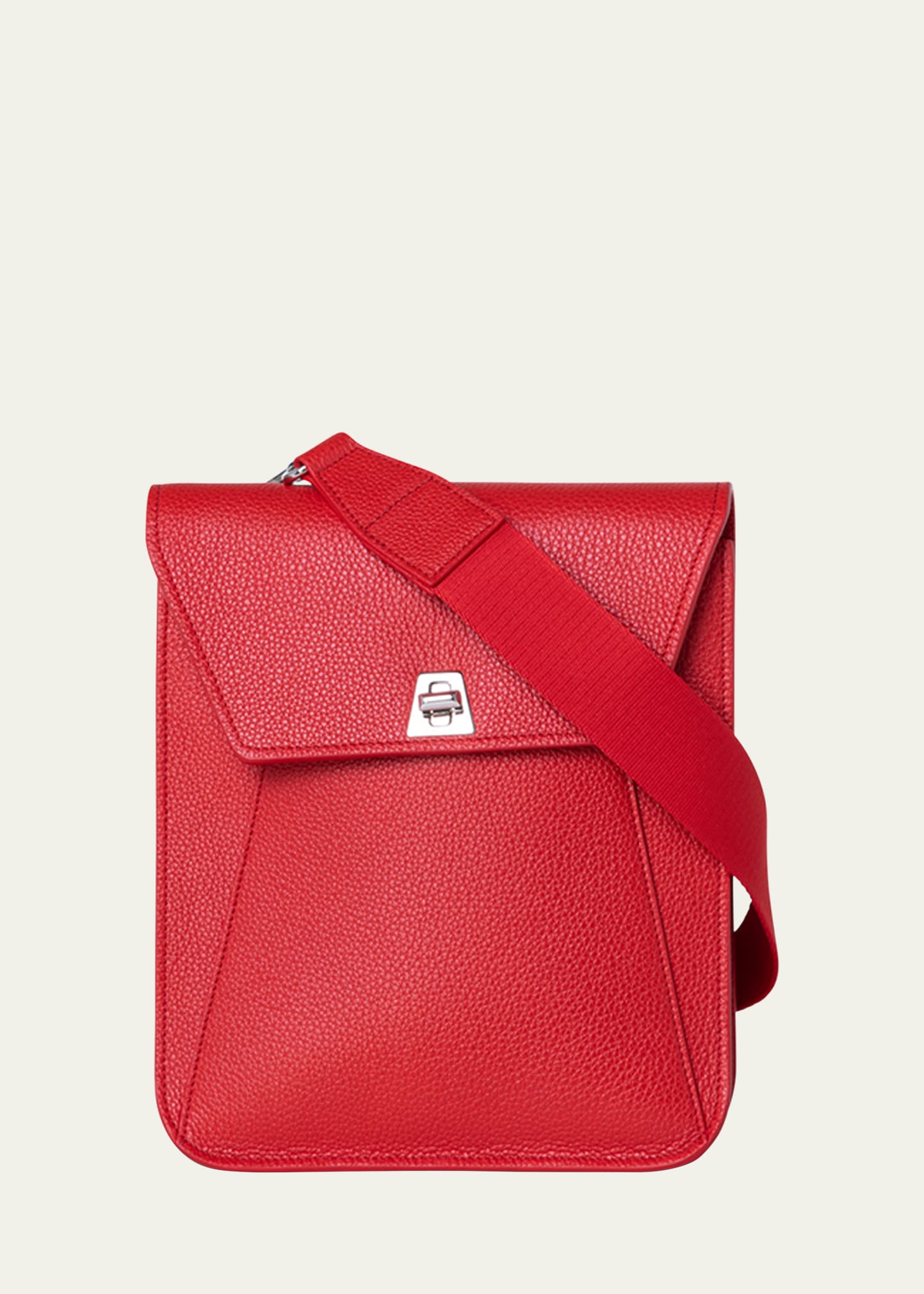 Akris Anouk Small Leather Messenger Bag In Scarlet