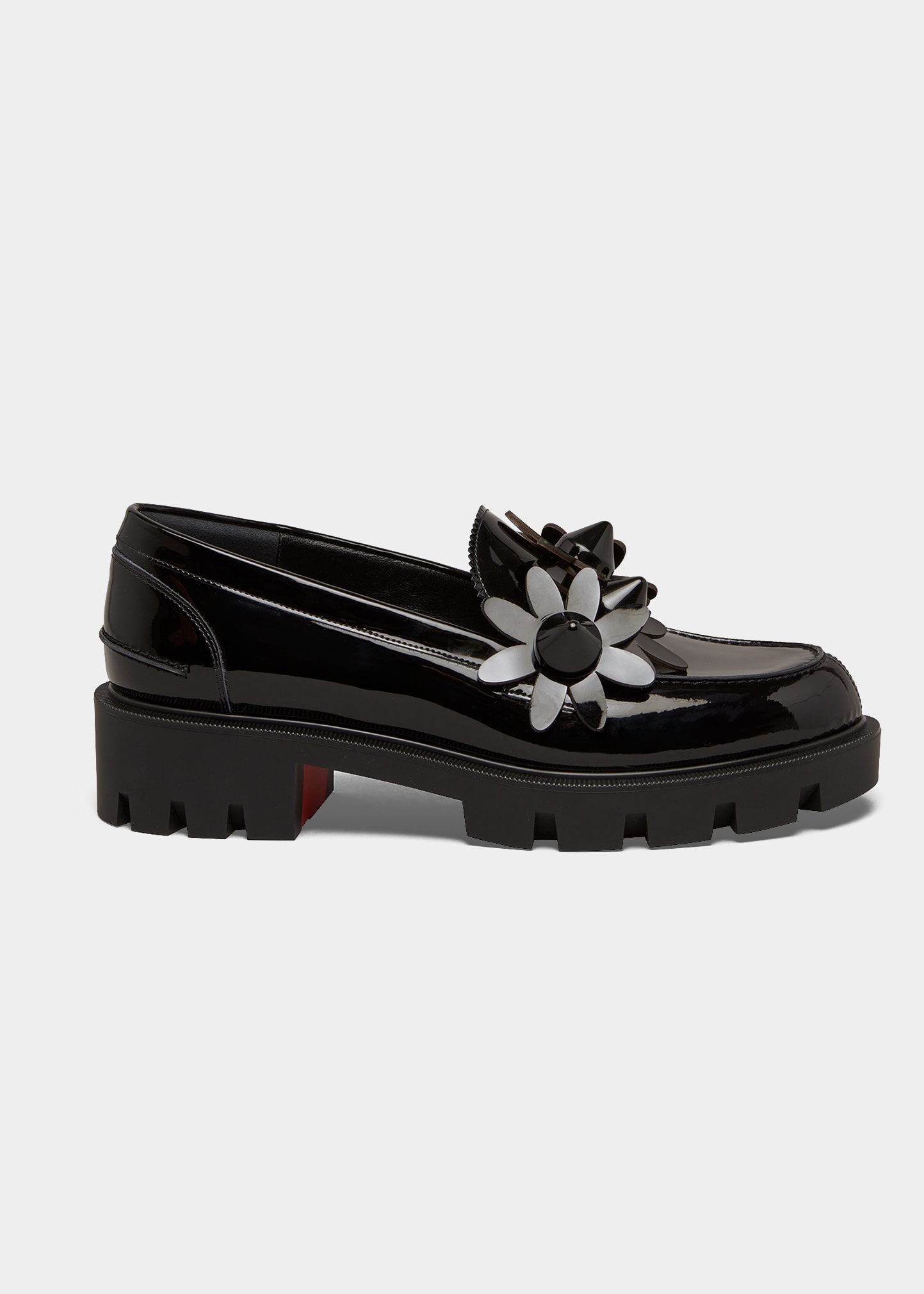 Christian Louboutin Daisy Spikes Patent Red Sole Loafers