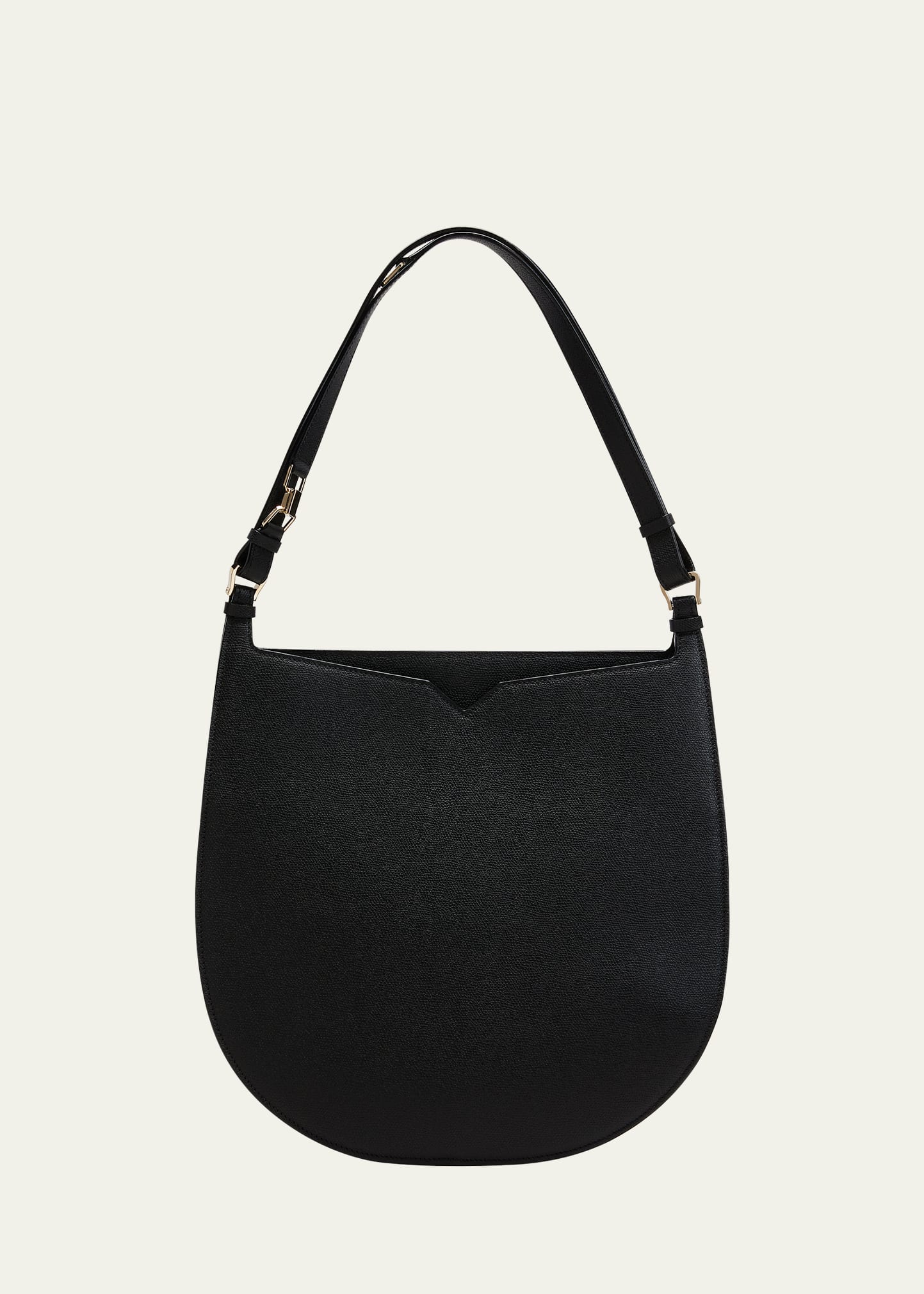 Valextra Large Weekend Leather Hobo Bag In Nn Black