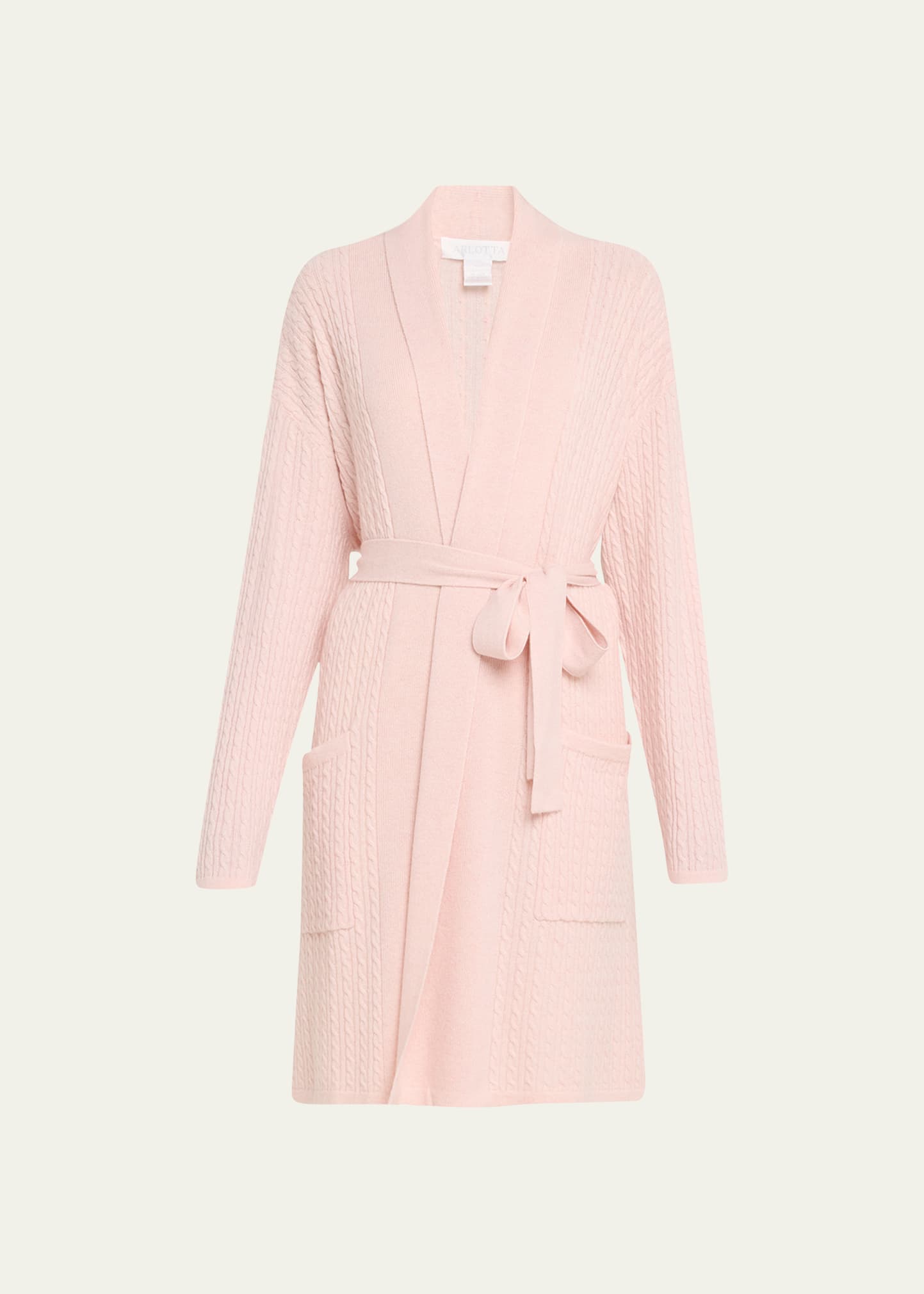 Shop Arlotta Cashmere Cashmere Baby Cable-knit Wrap Robe In Mouline Pink