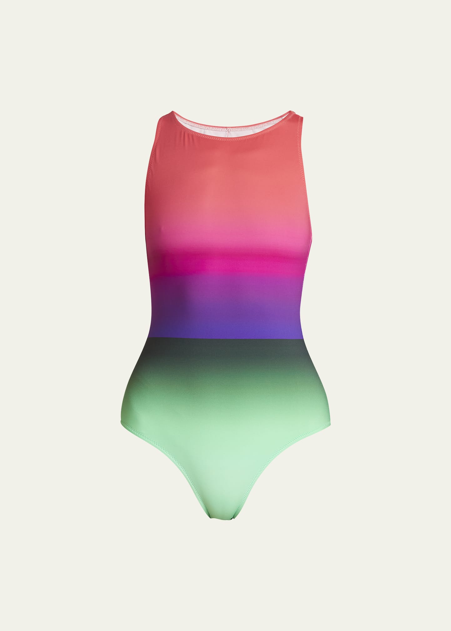 Dries Van Noten Greta Gradient Print Cutout One-piece Swimsuit In Neutral