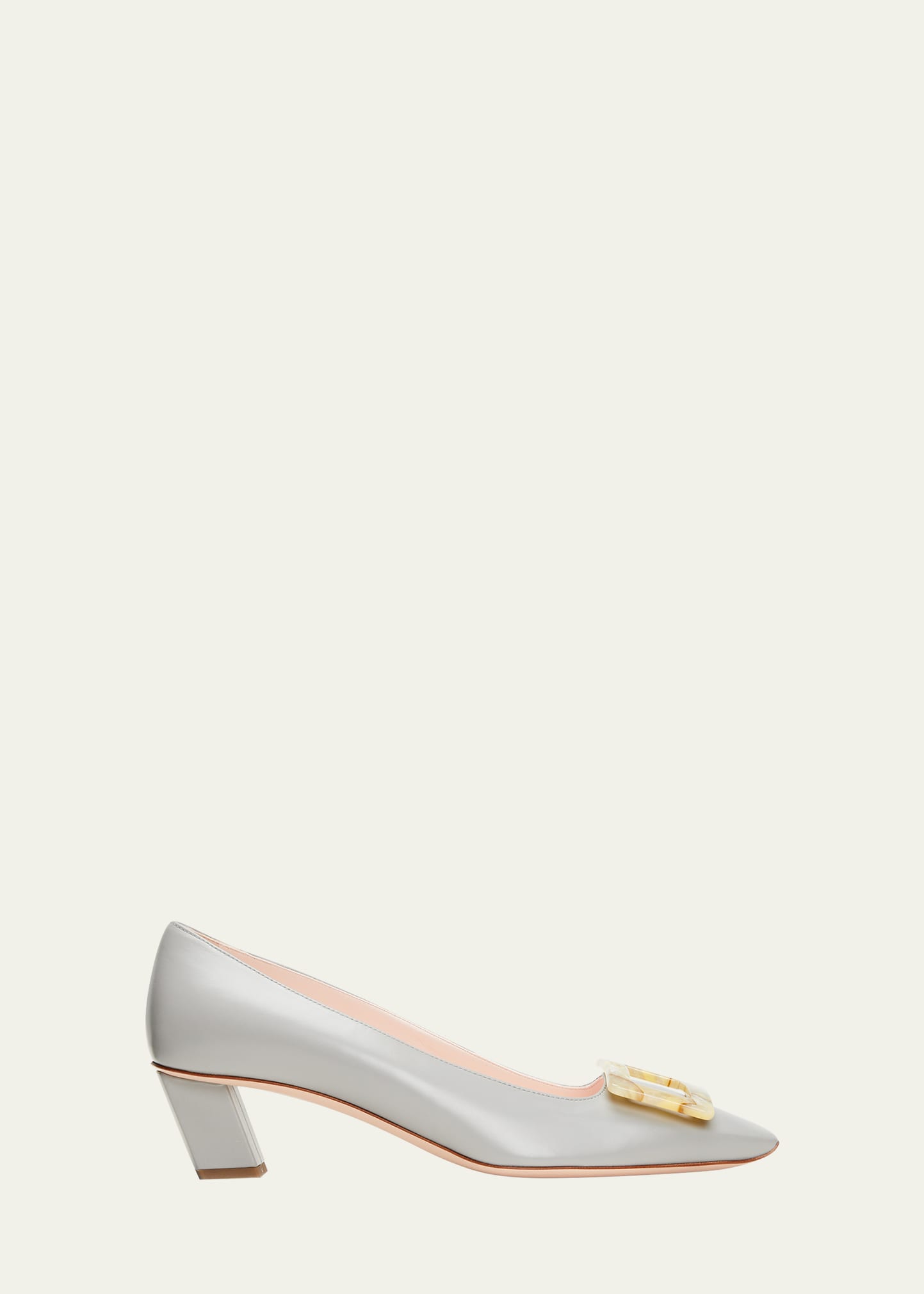 Shop Roger Vivier Belle Vivier Buckle Ballerina Pumps In Grigio Chiaro