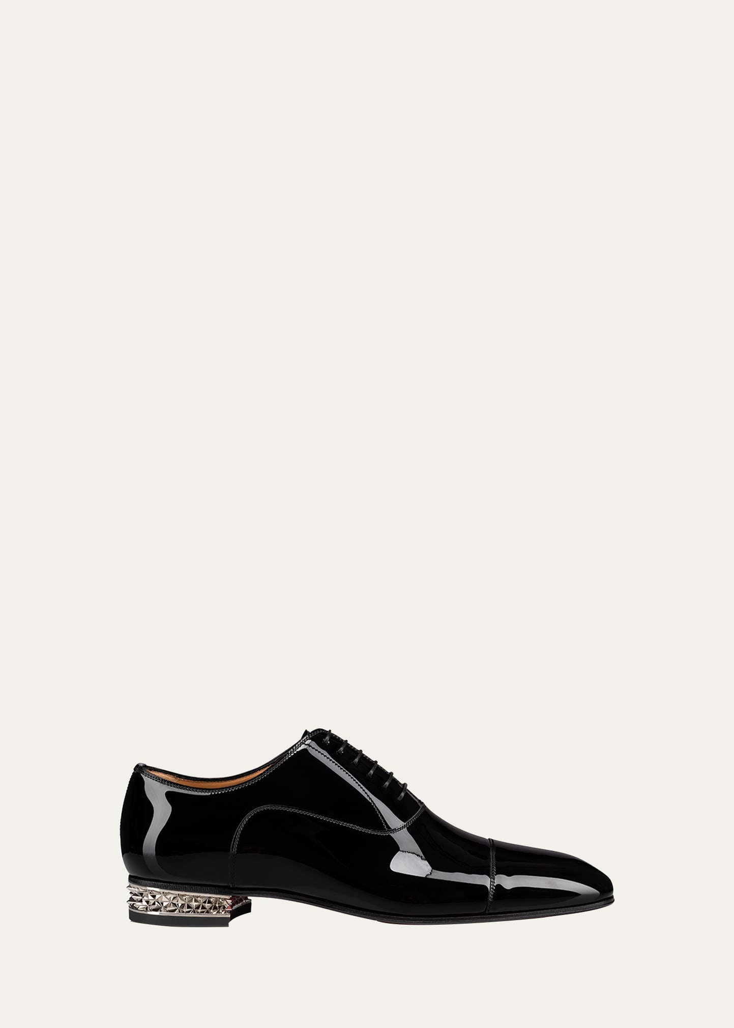 Shop Christian Louboutin Men's Greggyrocks Flat Patent Leather Oxfords In Black