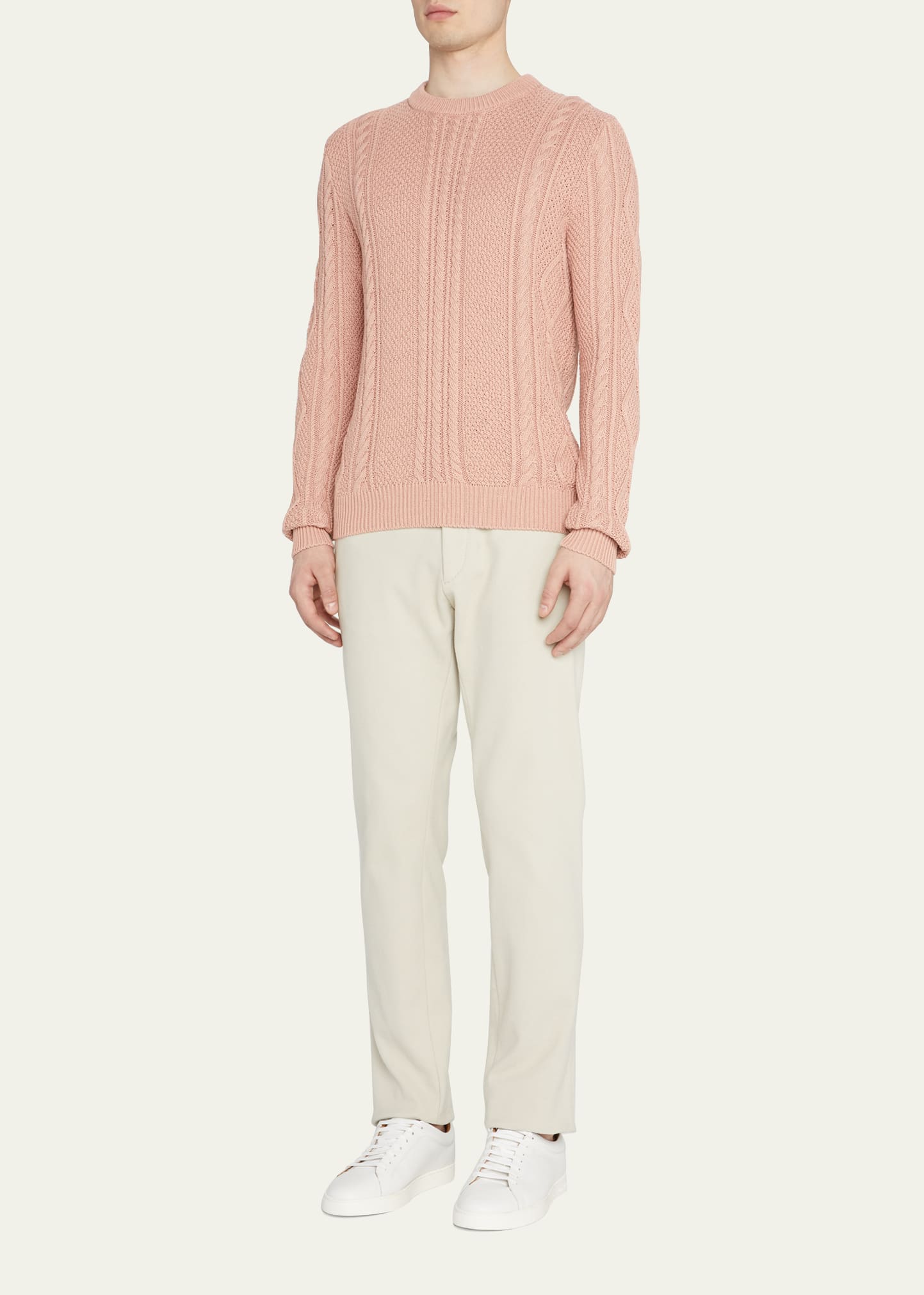 Goodman's Men's Fisherman Cable-Knit Crewneck Sweater