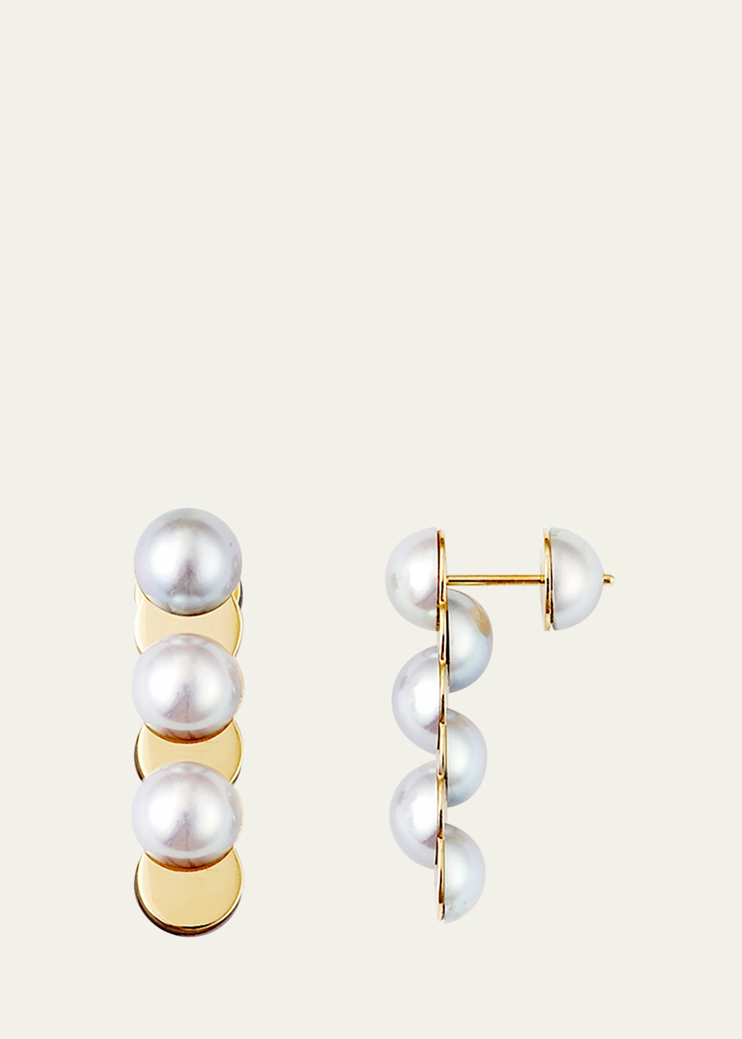 Yutai Slide Earrings With Still Akoya Pearls, 7mm To 7.5mm In Yg