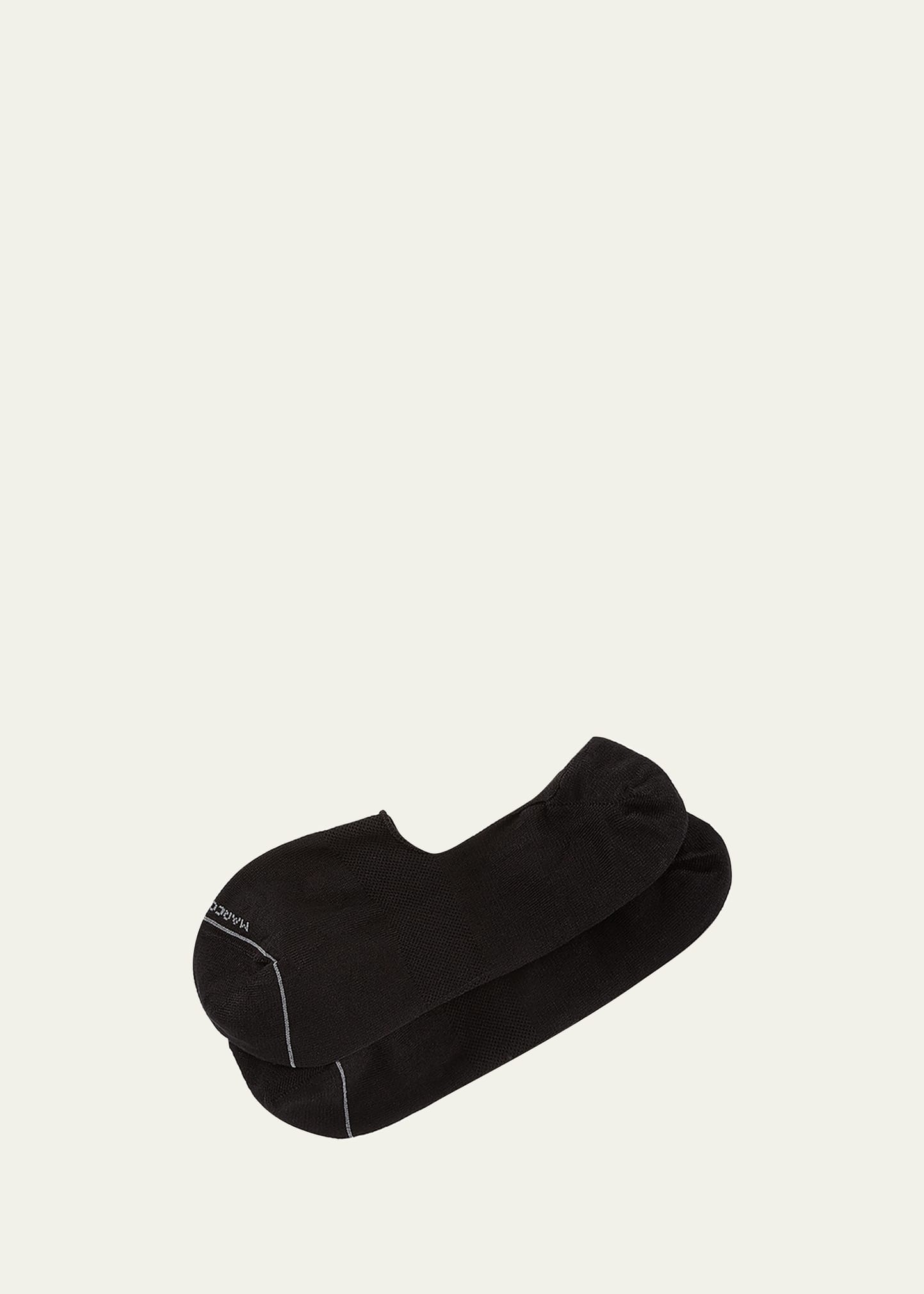 Marcoliani Invisible Touch Solid No-show Socks In Black