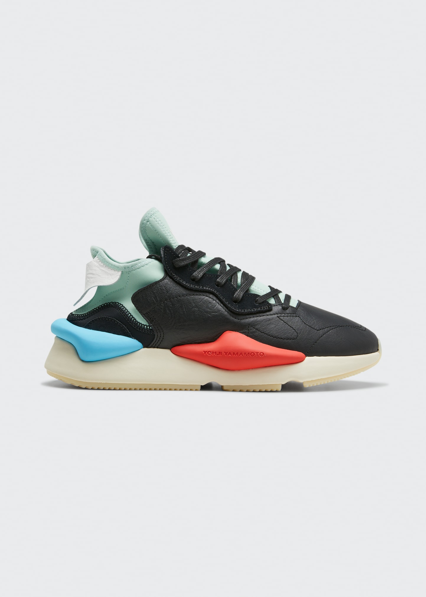 Y-3 Multicolorleather And Canvas Sneakers In Black/blugrn/red