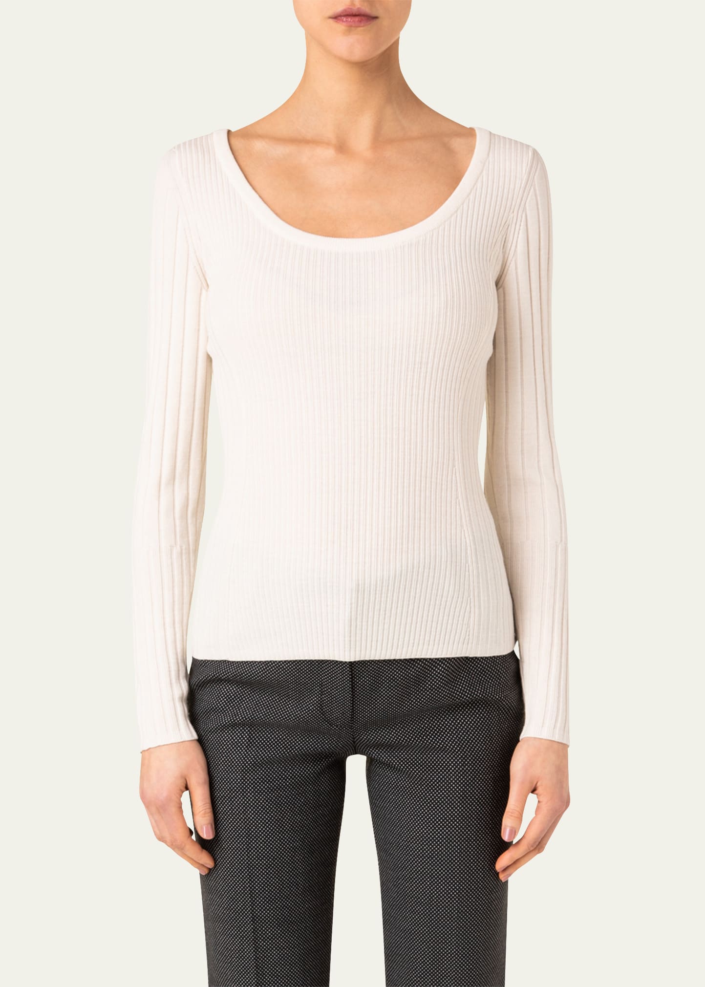 Akris punto Rib Fitted Wool Pullover