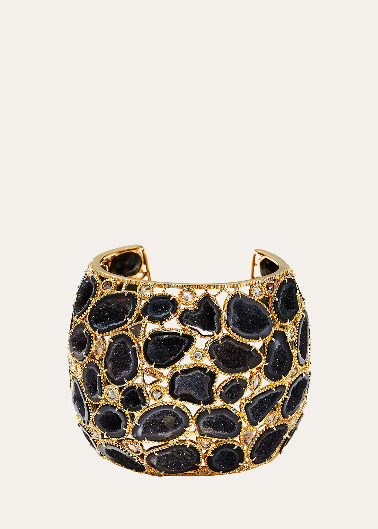 Kimberly McDonald One-of-a-Kind Dark Geode Cage Cuff with Natural Brown Diamonds in 18K Gold