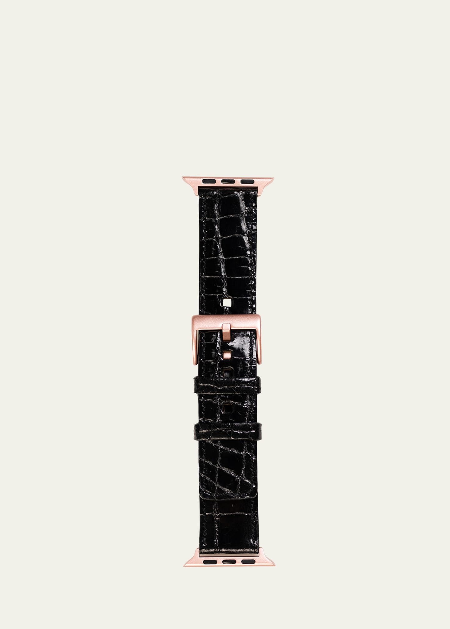 Shop Abas Men's Apple Watch Alligator Watch Strap, Rose Gold Finish In Black