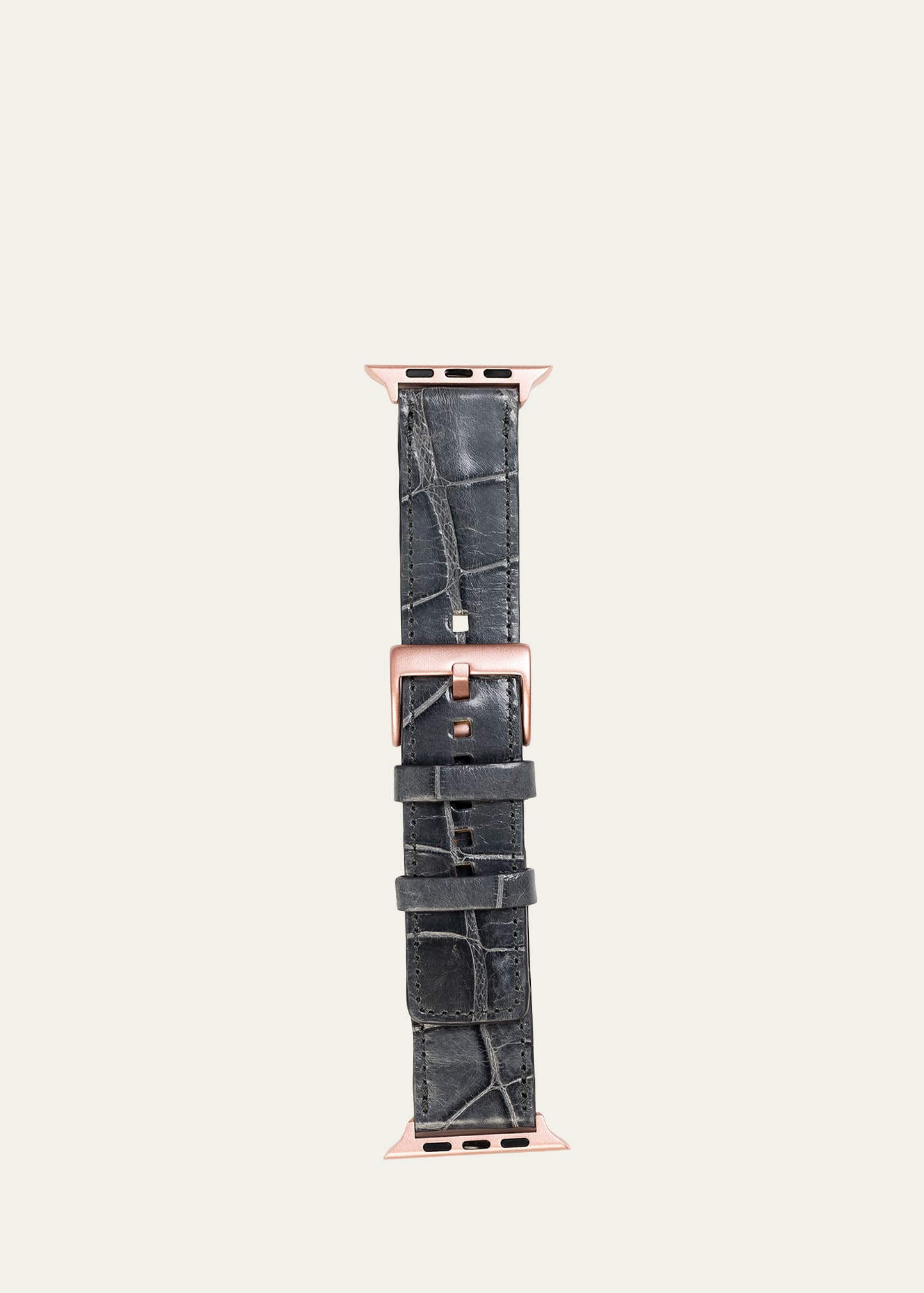 Abas Men's Apple Watch&reg; Alligator Watch Strap, Rose Gold Finish In Grey