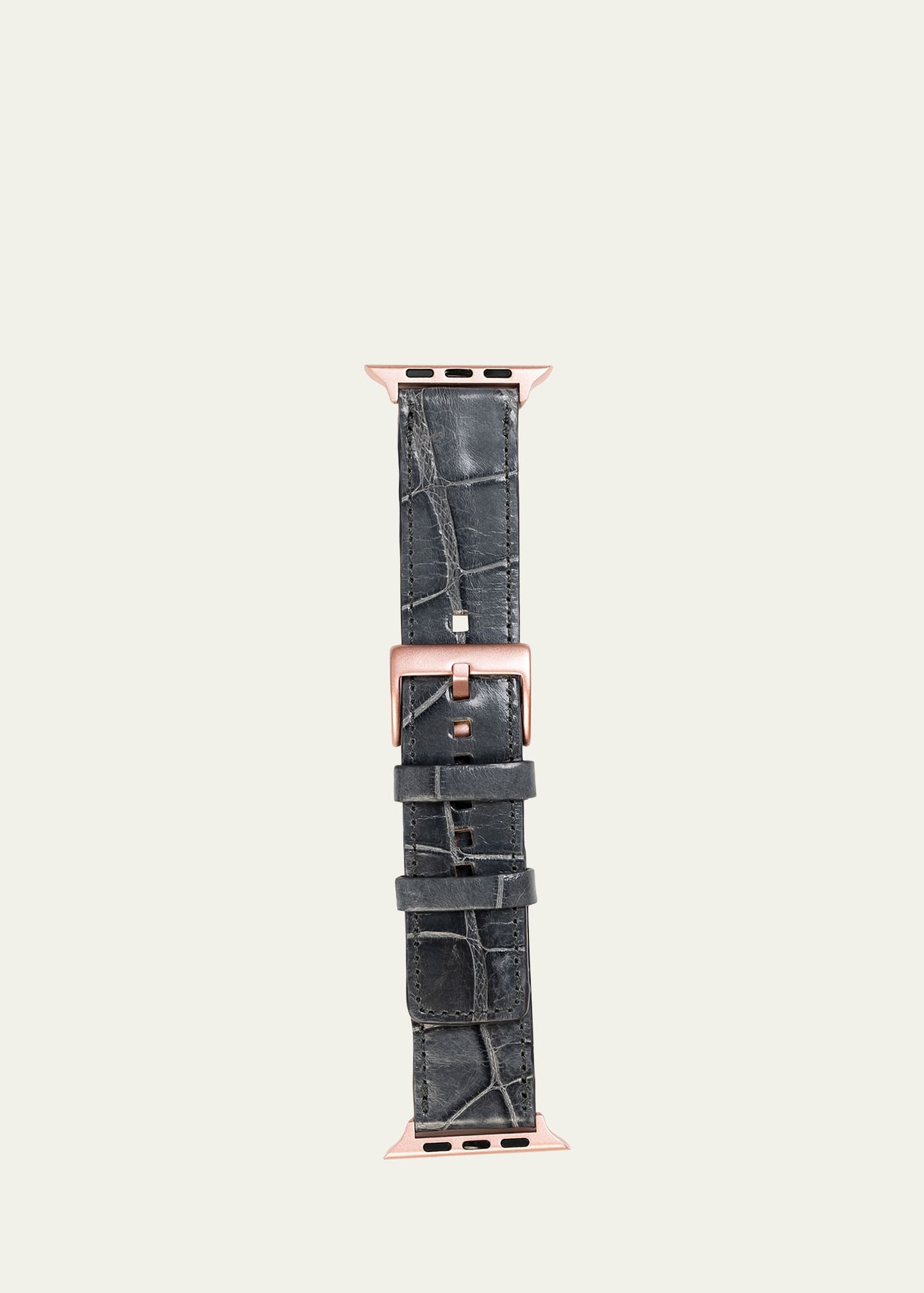 ABAS MEN'S APPLE WATCH ALLIGATOR WATCH STRAP, ROSE GOLD FINISH