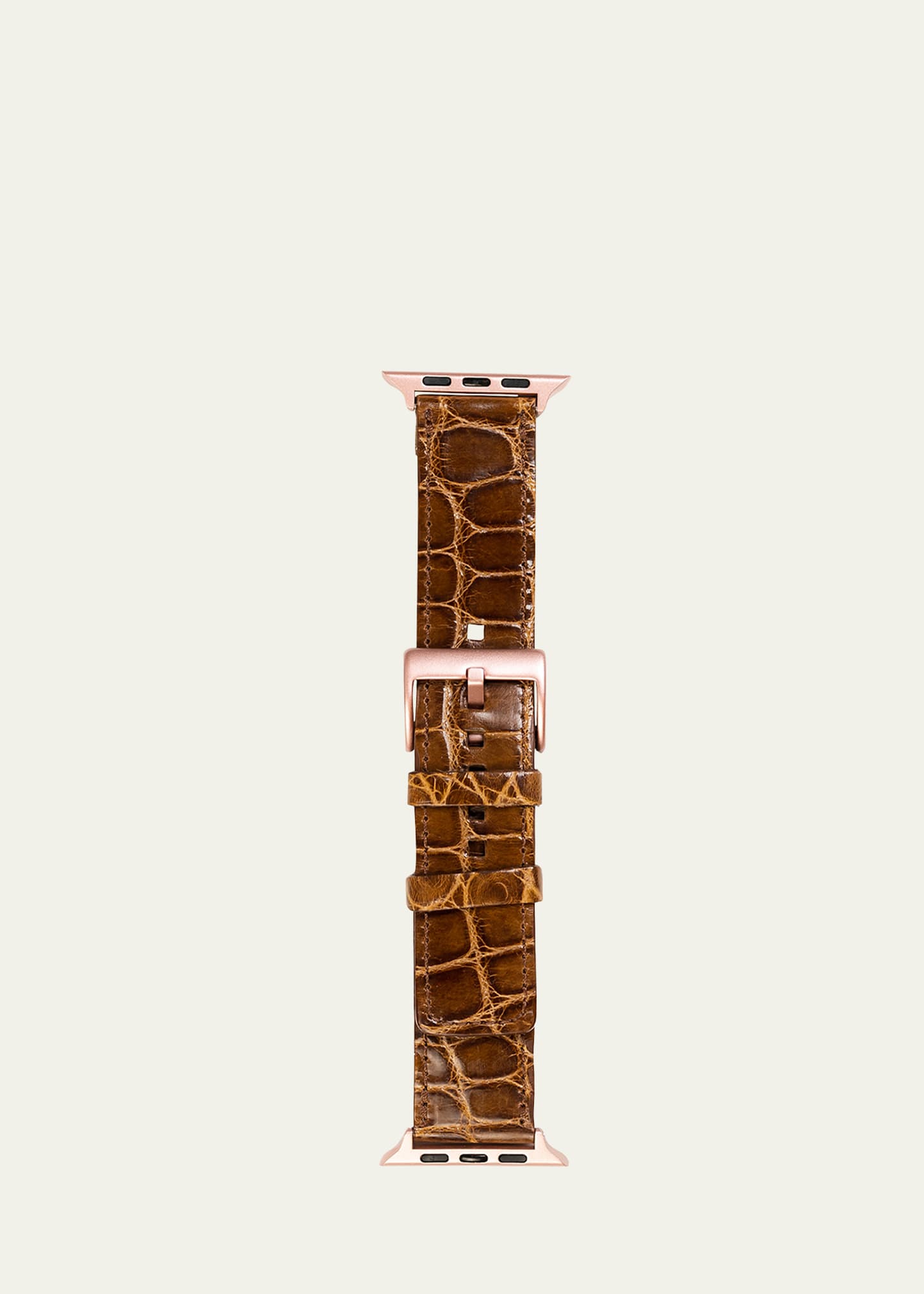 Men's Apple Watch Alligator Watch Strap, Rose Gold Finish