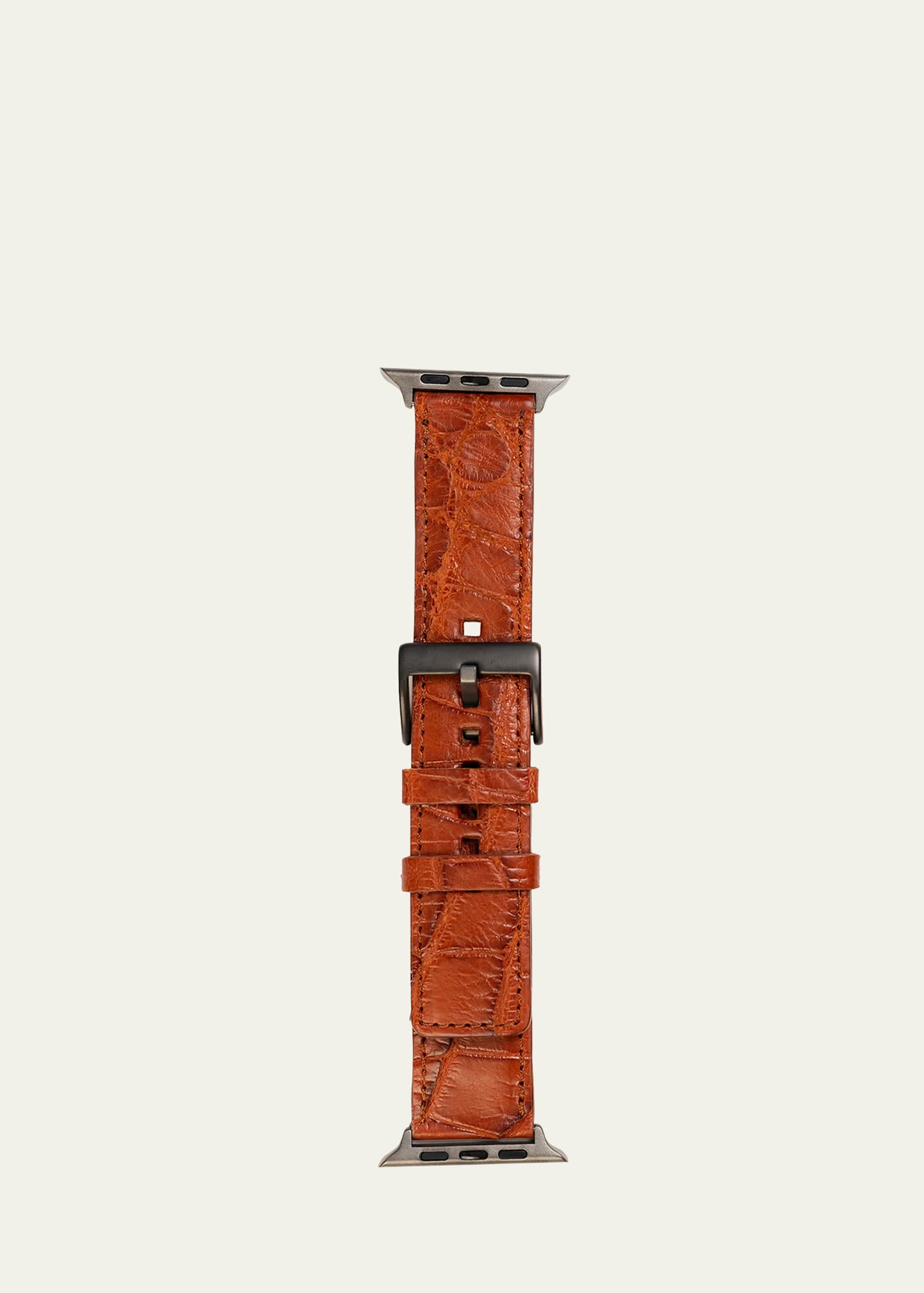 Abas Men's Apple Watch&reg; Matte Alligator Watch Strap, Space Gray Finish In English Tan