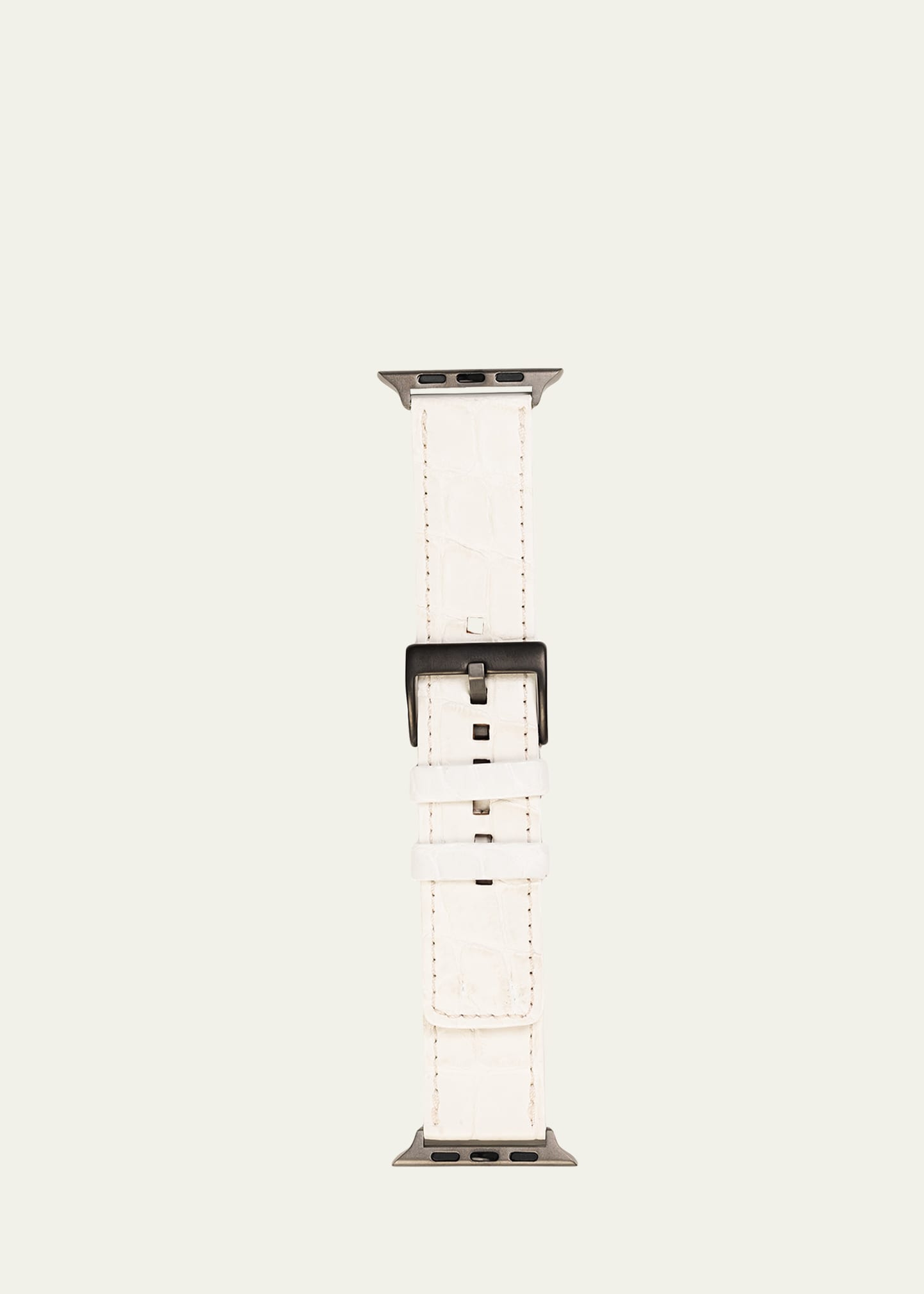 Abas Men's Apple Watch Matte Alligator Watch Strap, Space Gray Finish