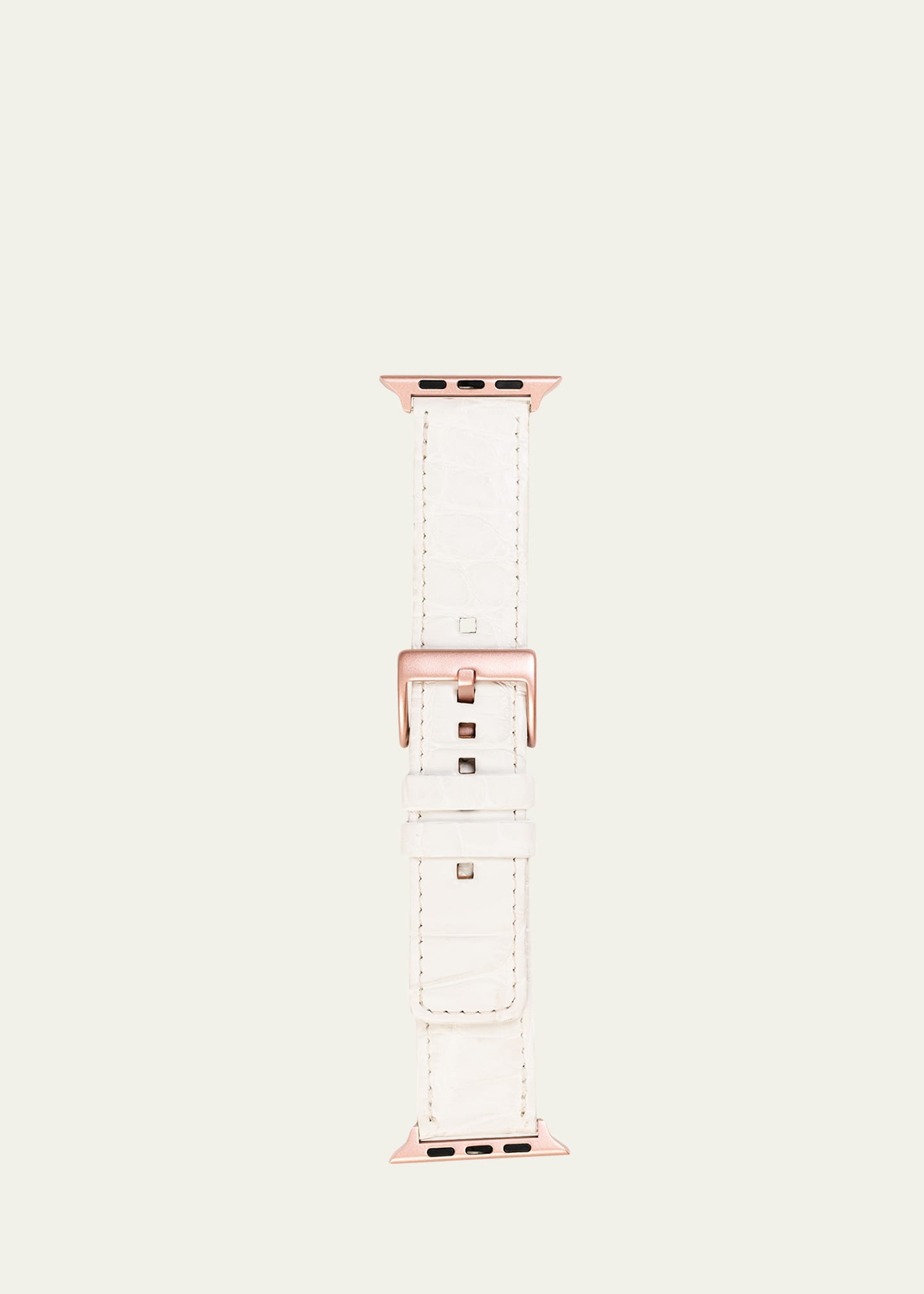 Abas Men's Apple Watch&reg; Matte Alligator Watch Strap, Rose Gold Finish In White
