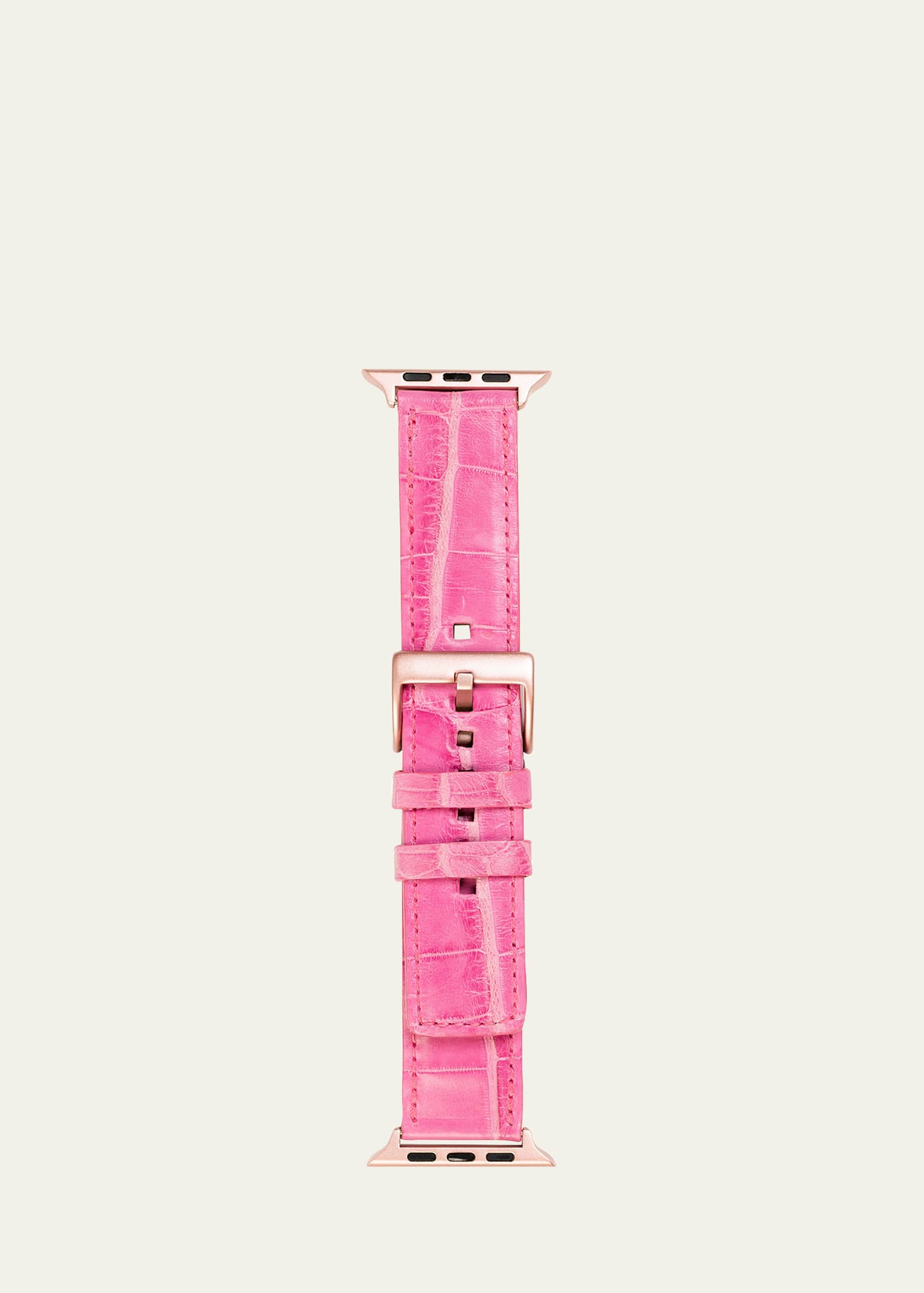 Shop Abas Men's Apple Watch Matte Alligator Watch Strap, Rose Gold Finish In Pink