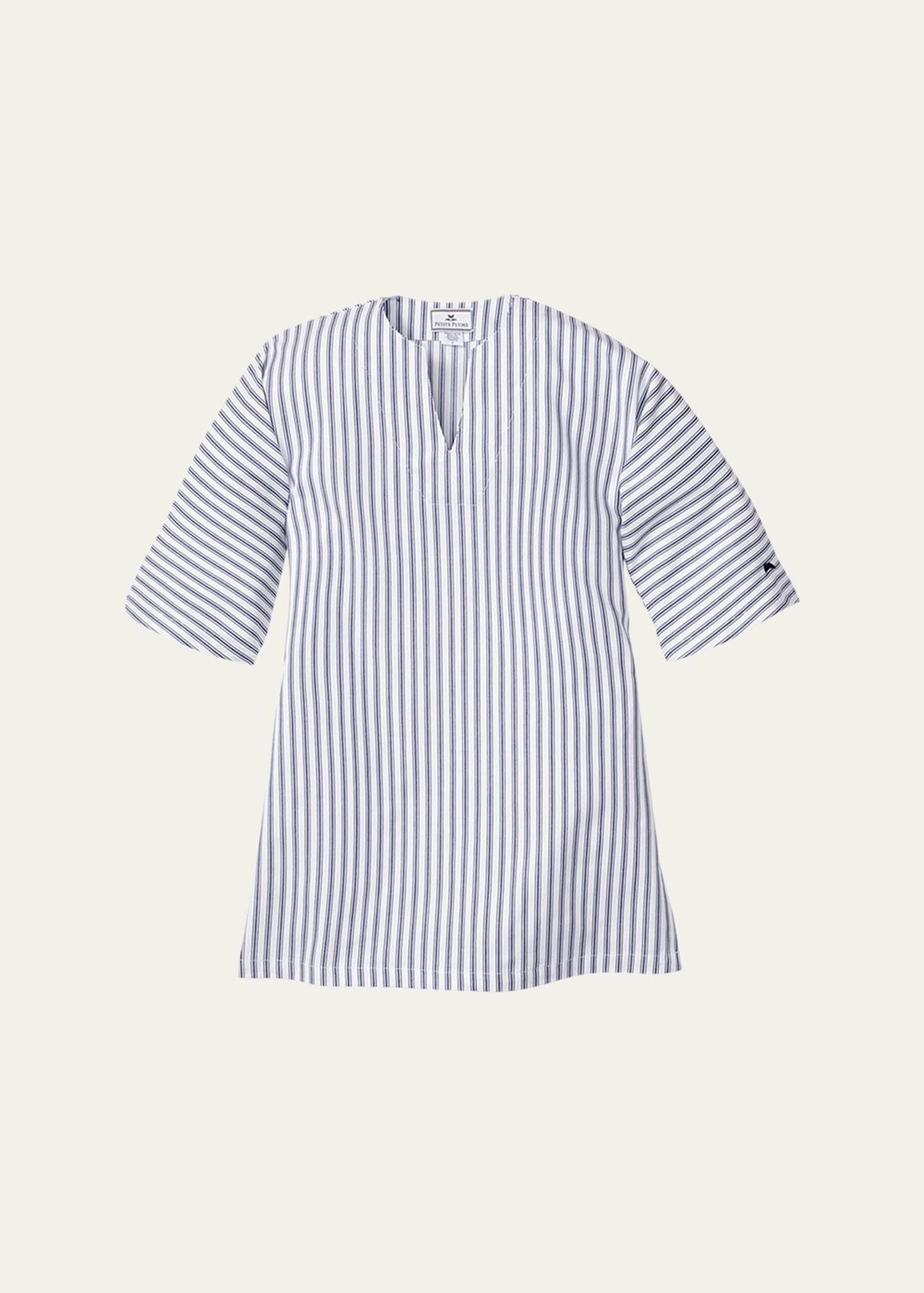 Petite Plume Girl's Striped Cotton-blend Caftan In Navy