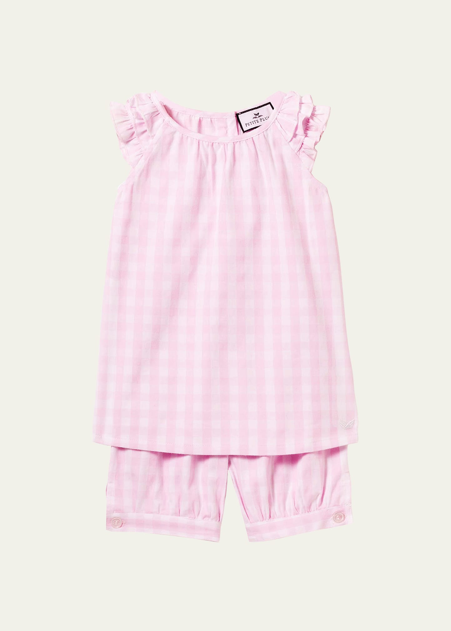 Petite Plume Amelie Gingham Two-piece Short Set In Pink