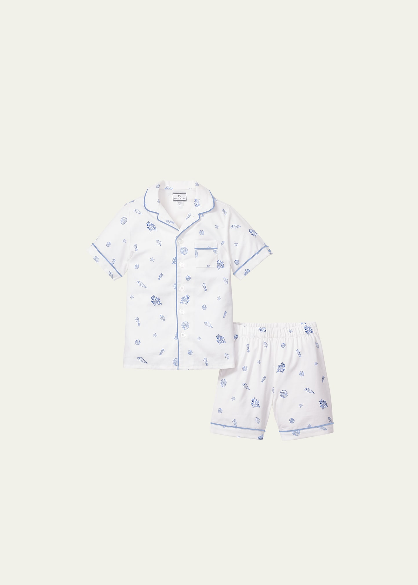 Shop Petite Plume Girl's Suffolk Seashells 2-piece Pajama Set In White