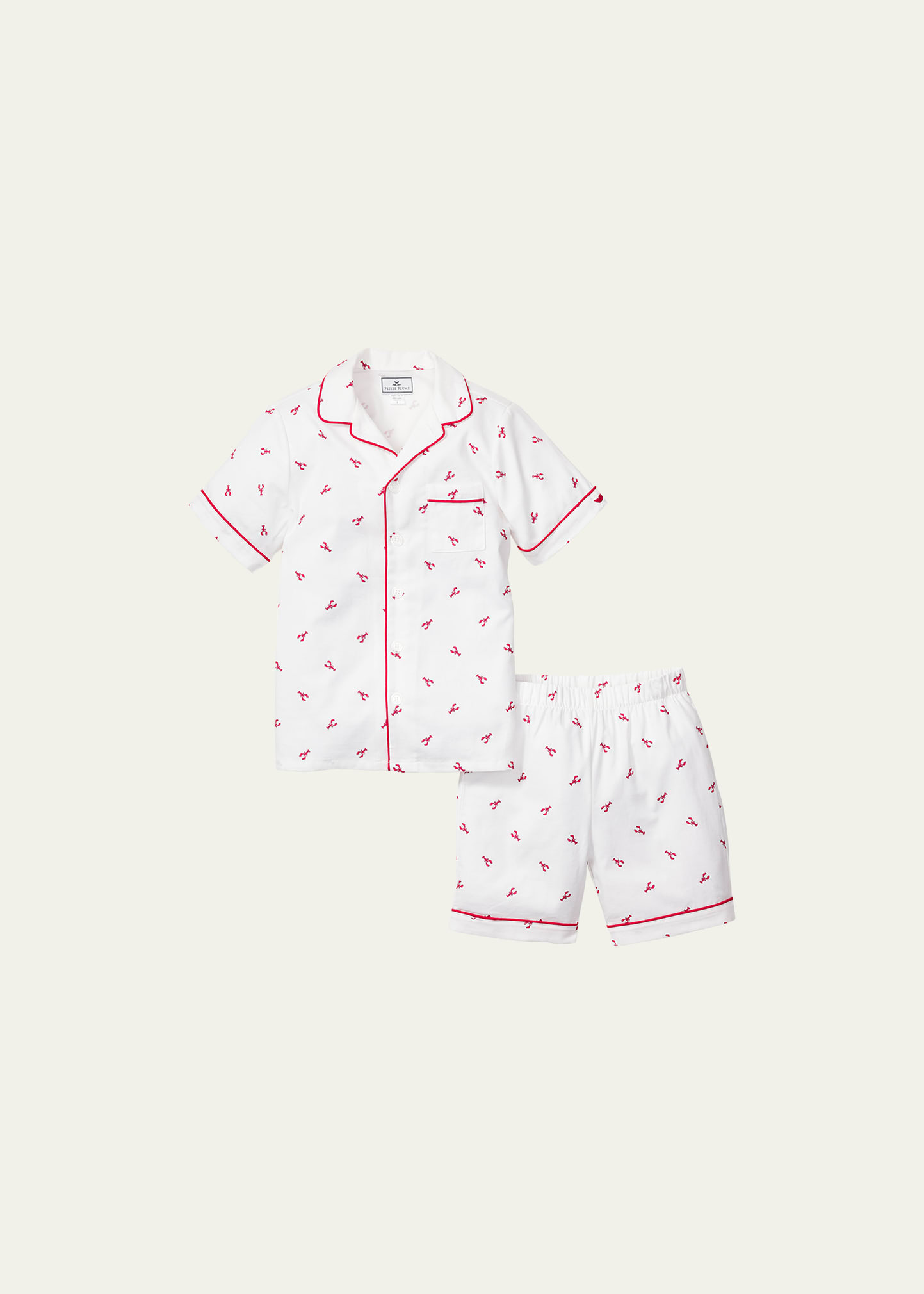 Petite Plume Kid's Palmier Classic 2-piece Pajama Short Set In White