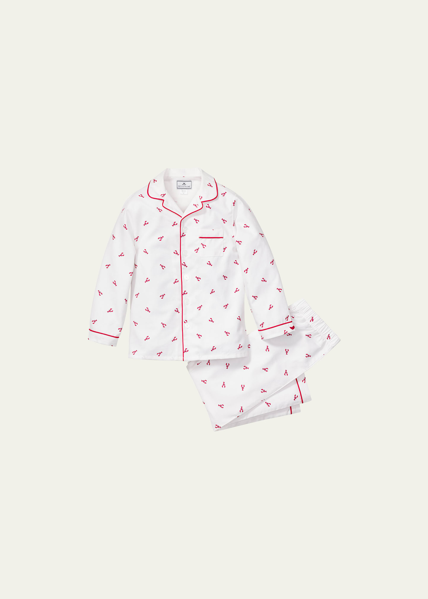 Petite Plume Kid's Brixham Lobsters 2-piece Pajama Set In White