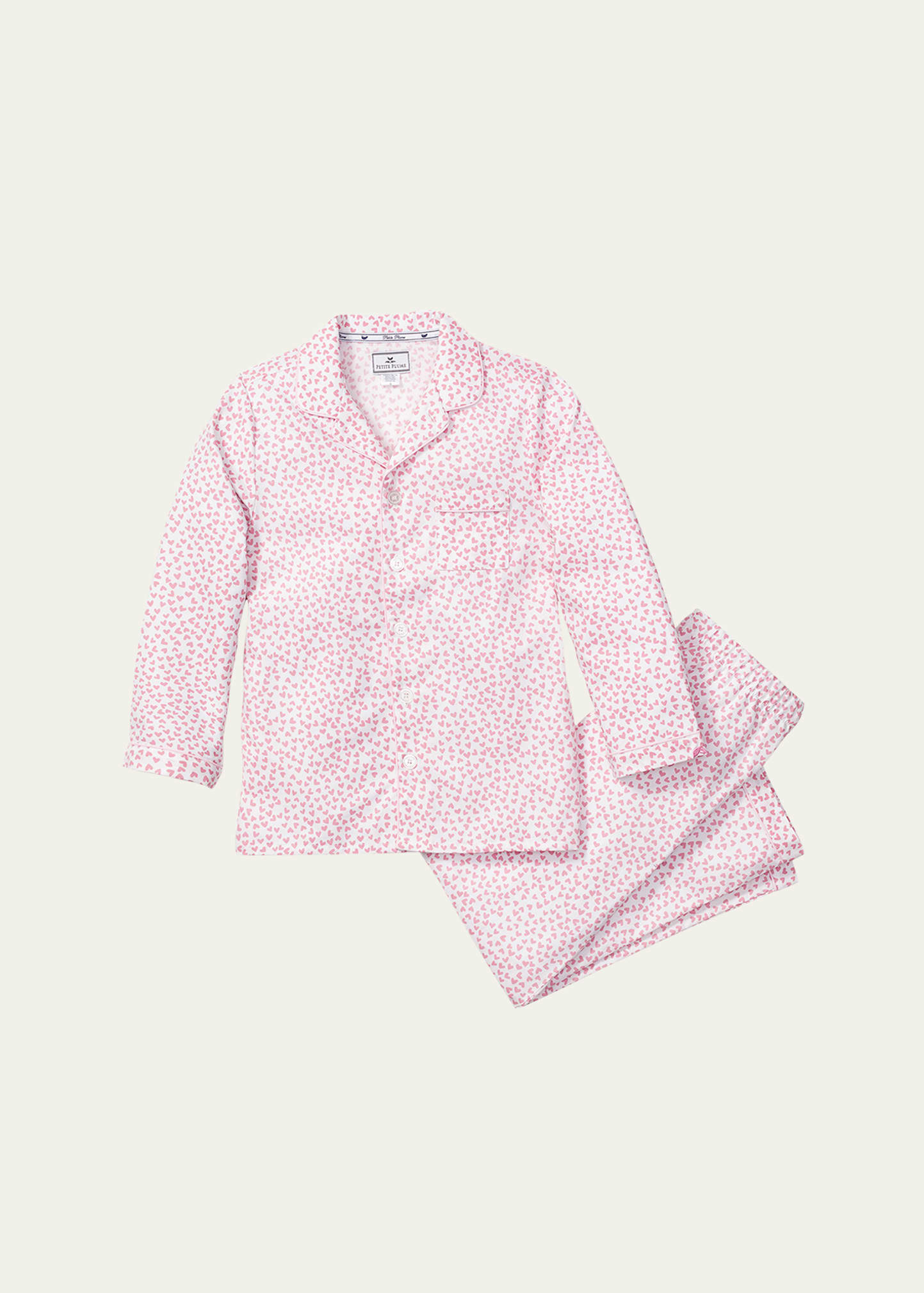 Shop Petite Plume Girl's Palmier Sweethearts 2-piece Pajama Set In Pink