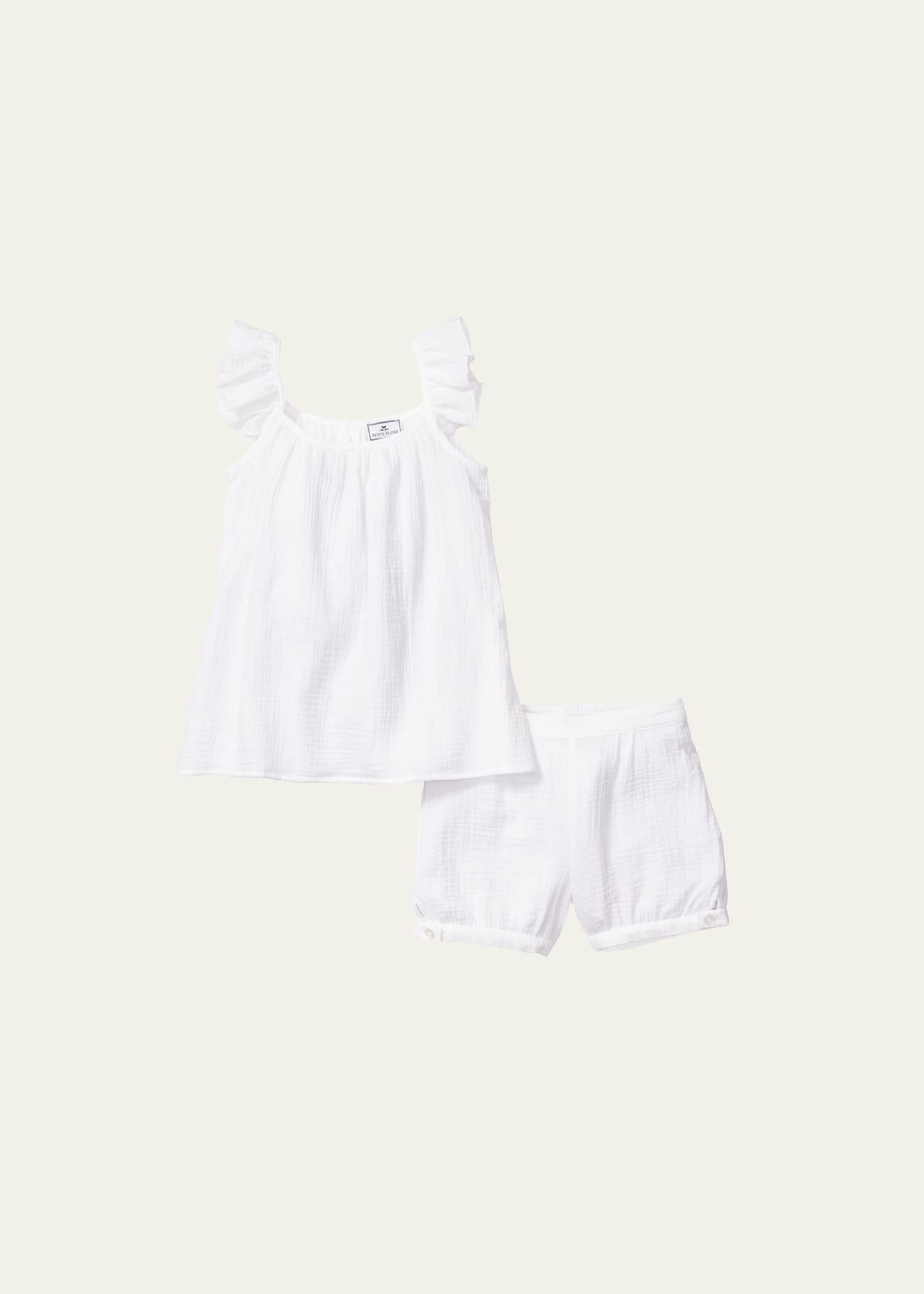 Petite Plume Kids' Girl's Amelie 2-piece Shorts Set In White