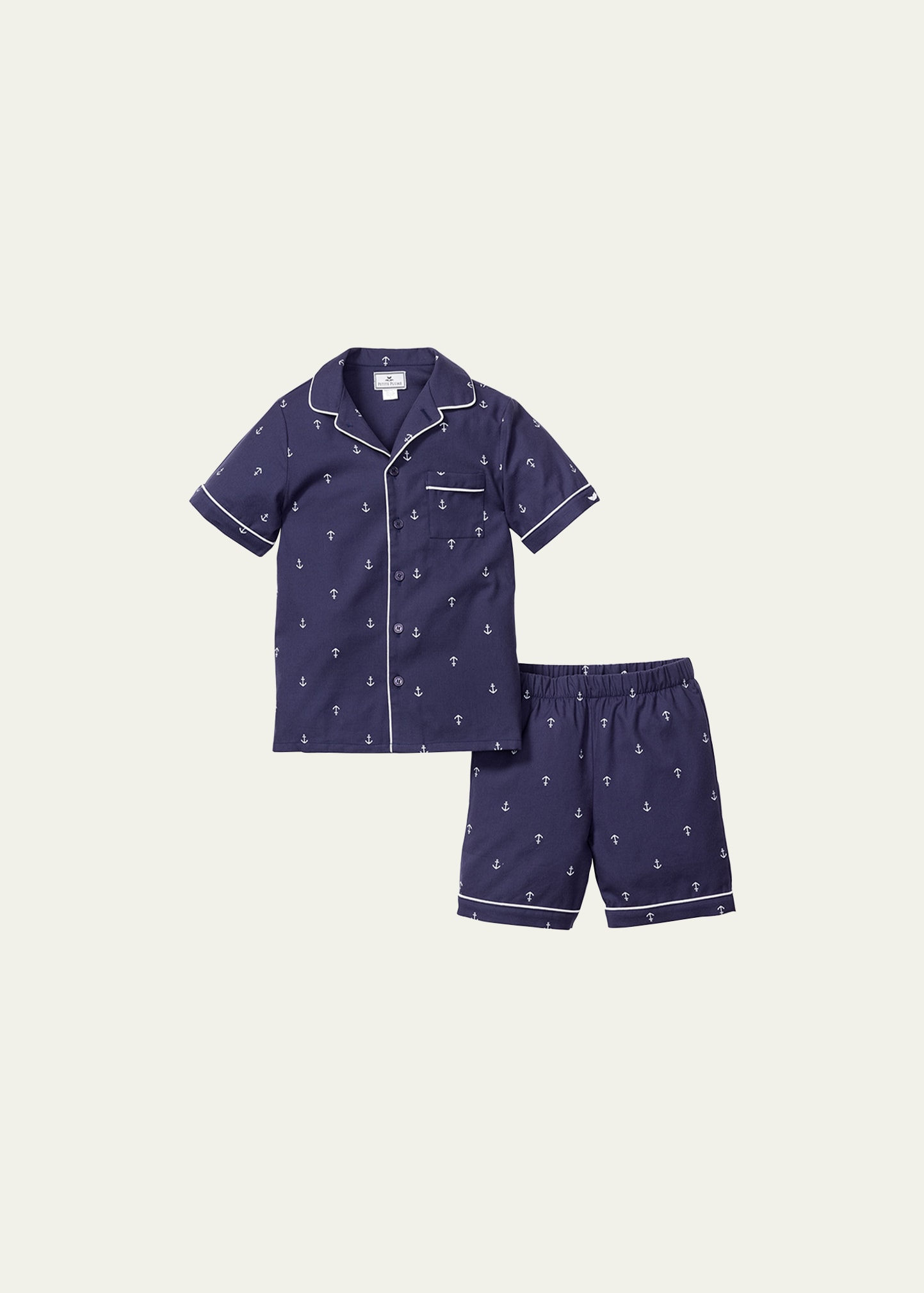 Petite Plume Kid's La Mer Classic Pajama Shorts Set In Navy