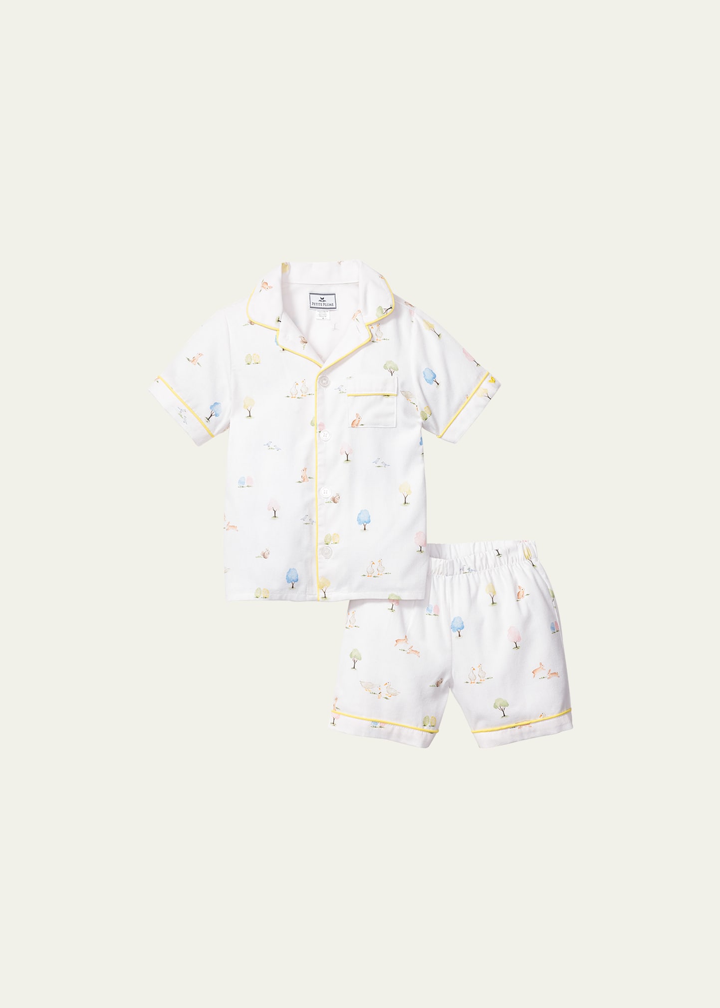 Petite Plume Kid's Easter Gardens Pajama Shorts Set In White