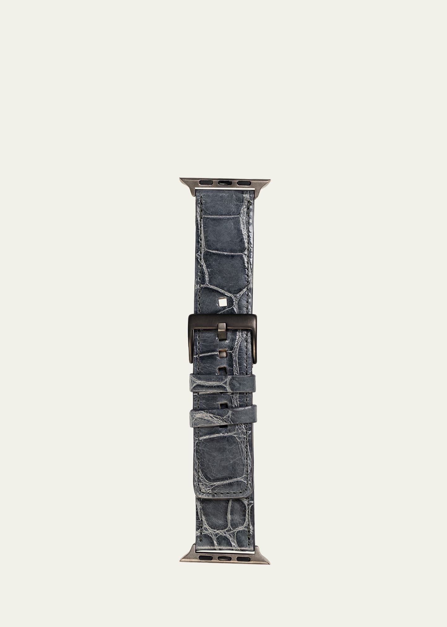 Abas Men's Apple Watch&reg; Alligator-leather Watch Strap, Space Gray Finish In Grey