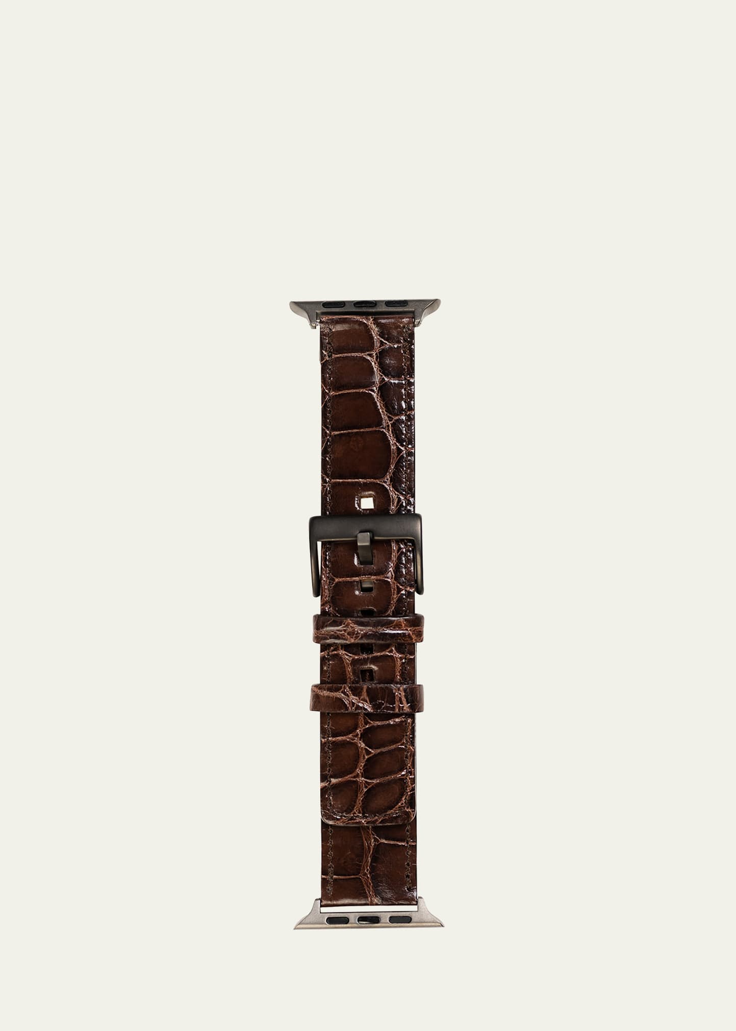 Abas Men's Apple Watch&reg; Alligator-leather Watch Strap, Space Gray Finish In Deep Brown