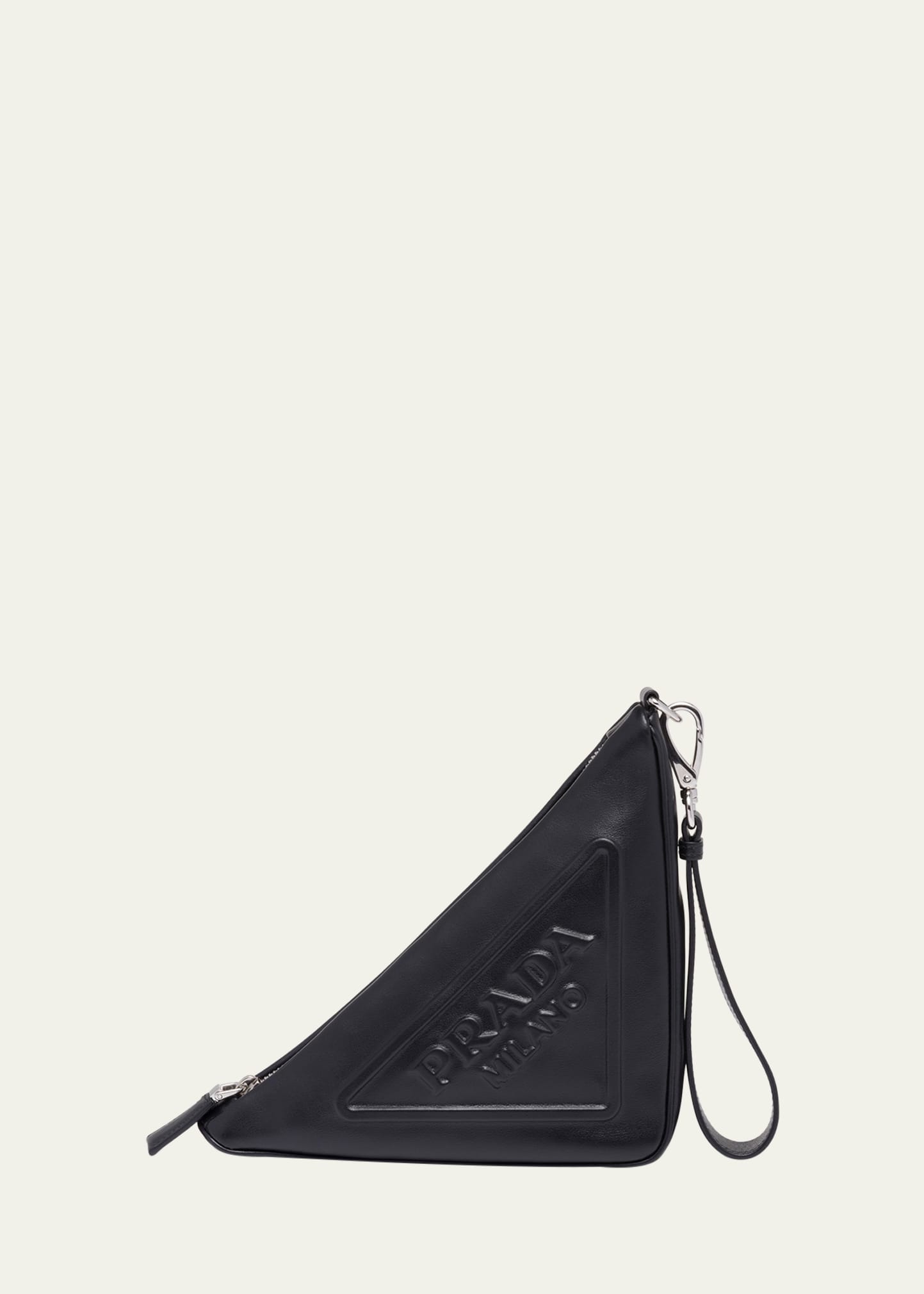 Shop Prada Grace Triangle Leather Pouch In F0002 Nero