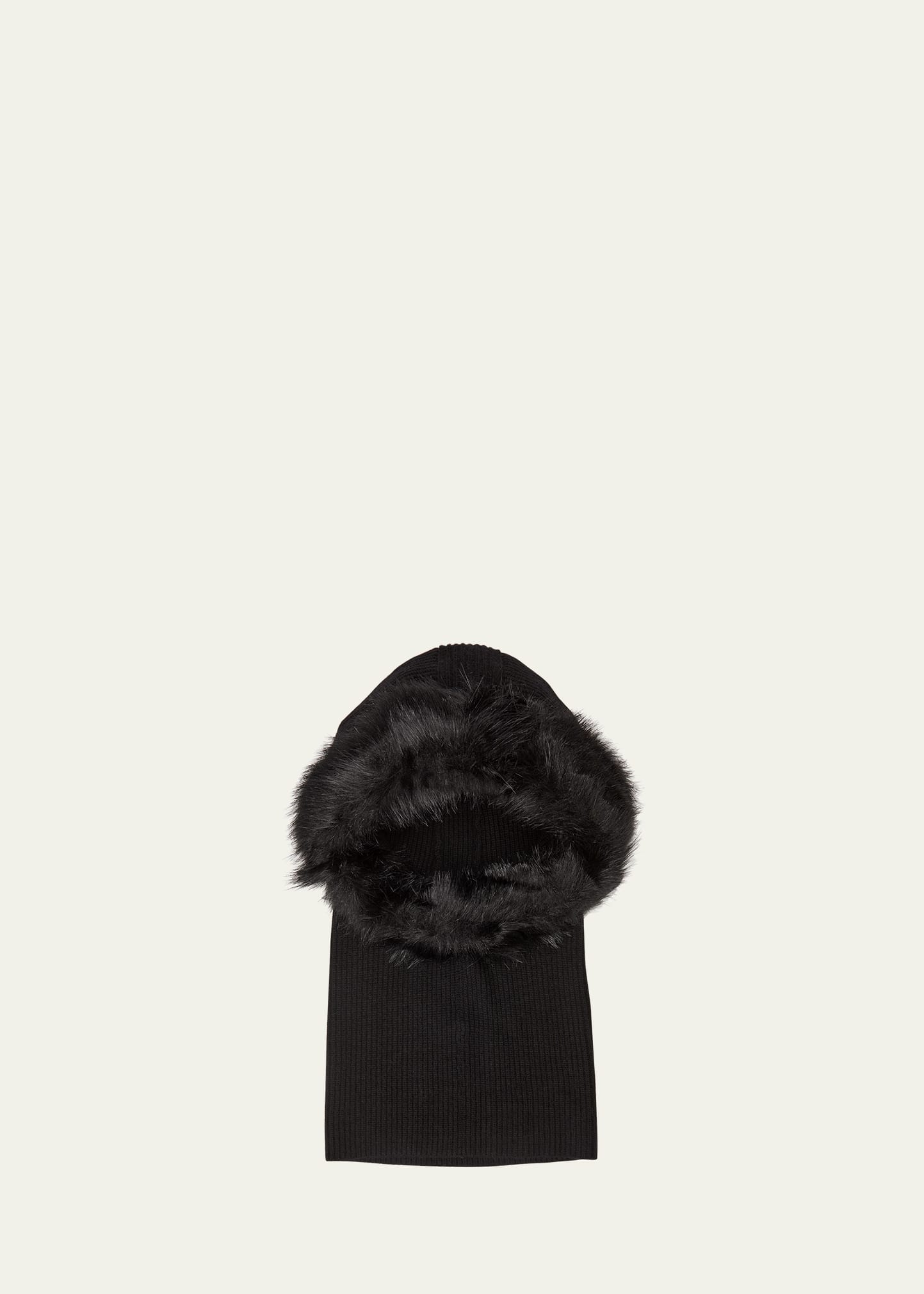 Eugenia Kim Paulina Cashmere Hooded Hat W/ Faux Fur-trim In Black