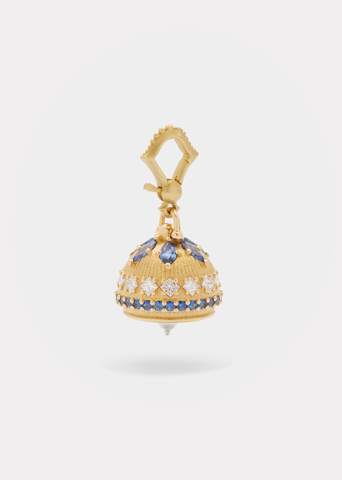 Yellow Gold Meditation Bell with Blue Sapphires and Diamonds