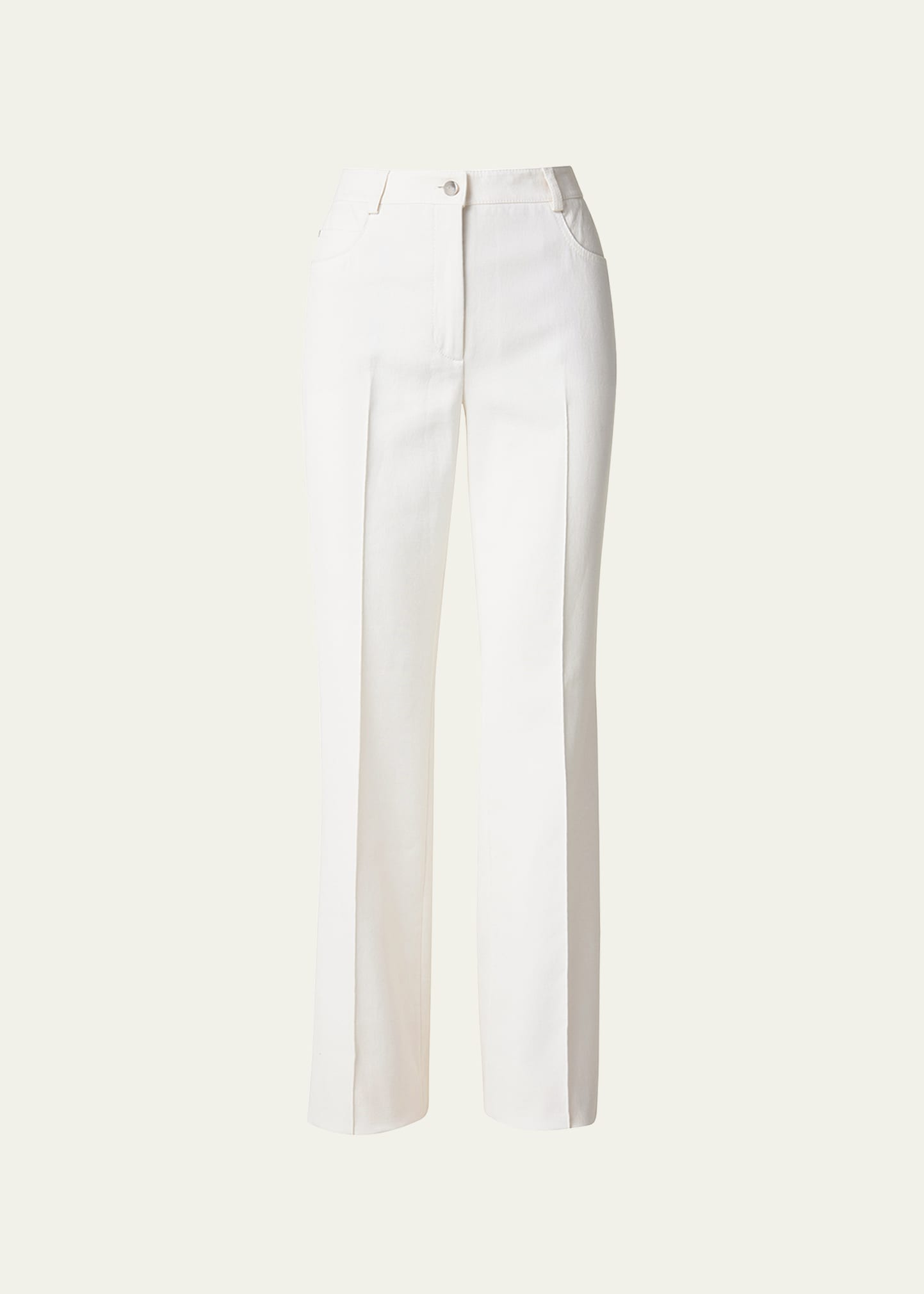 Akris High-rise Bootcut Cotton-silk Pants In Ecru