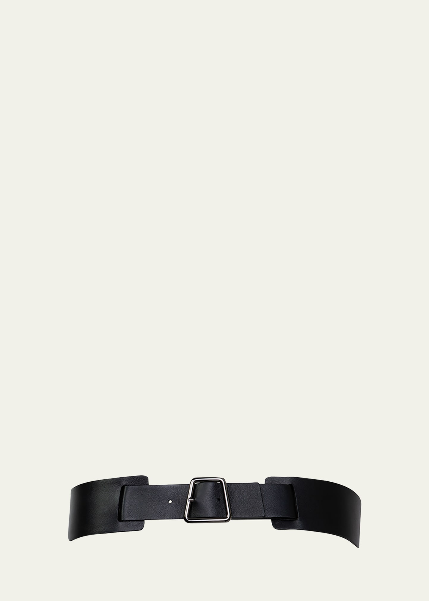Akris Trapezoid Buckle Leather Belt In Black