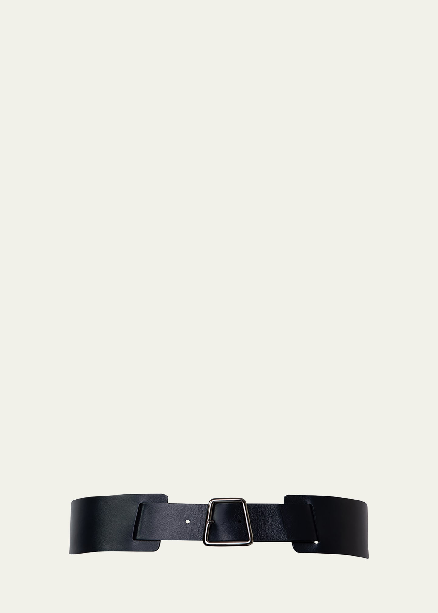 Akris Trapezoid Buckle Leather Belt In Navy